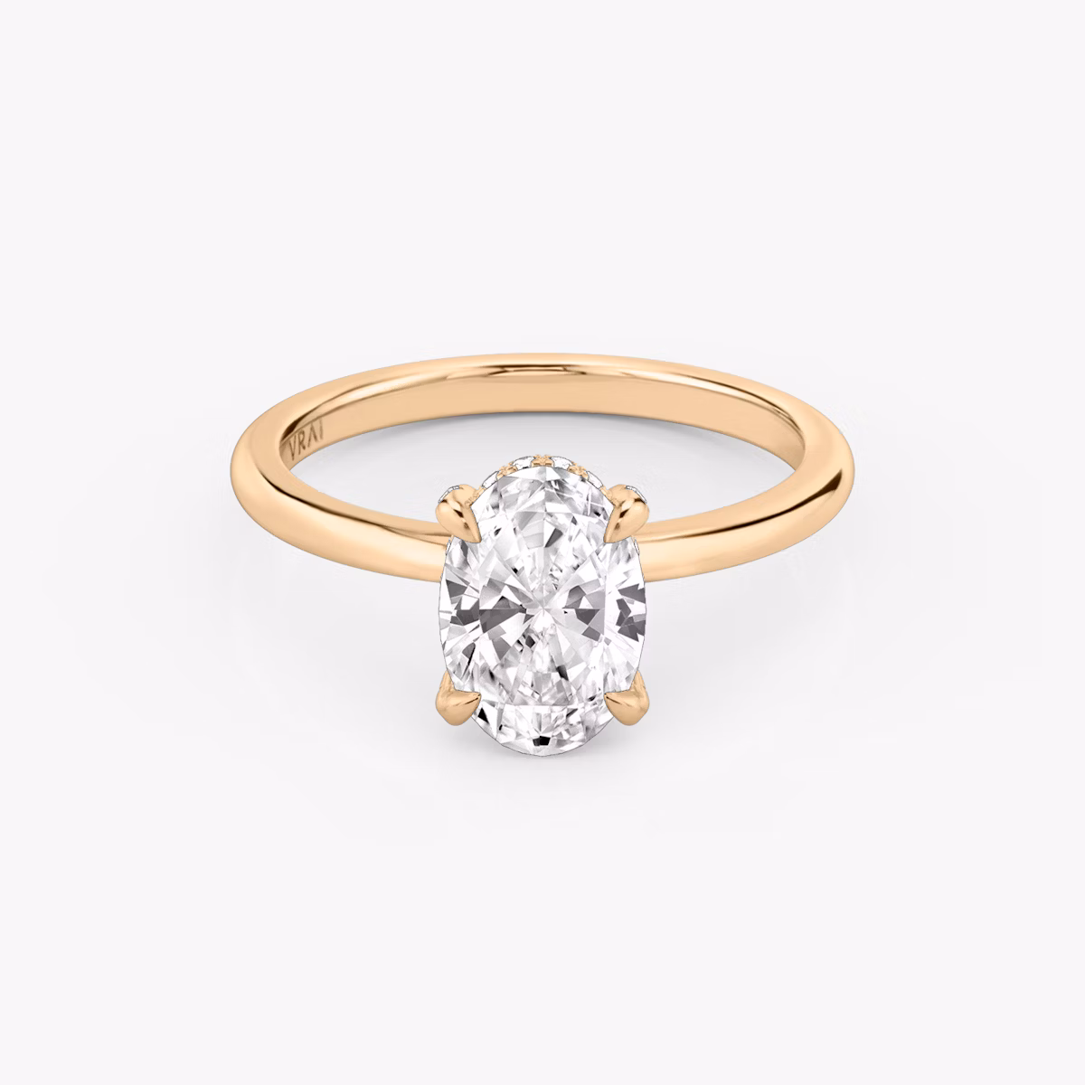 The Classic Hidden Halo | Oval | 14k | Rose Gold | bandAccent: Plain | bandWidth: standard | prongStyle: Pavé | diamondOrientation: vertical | caratWeight: other