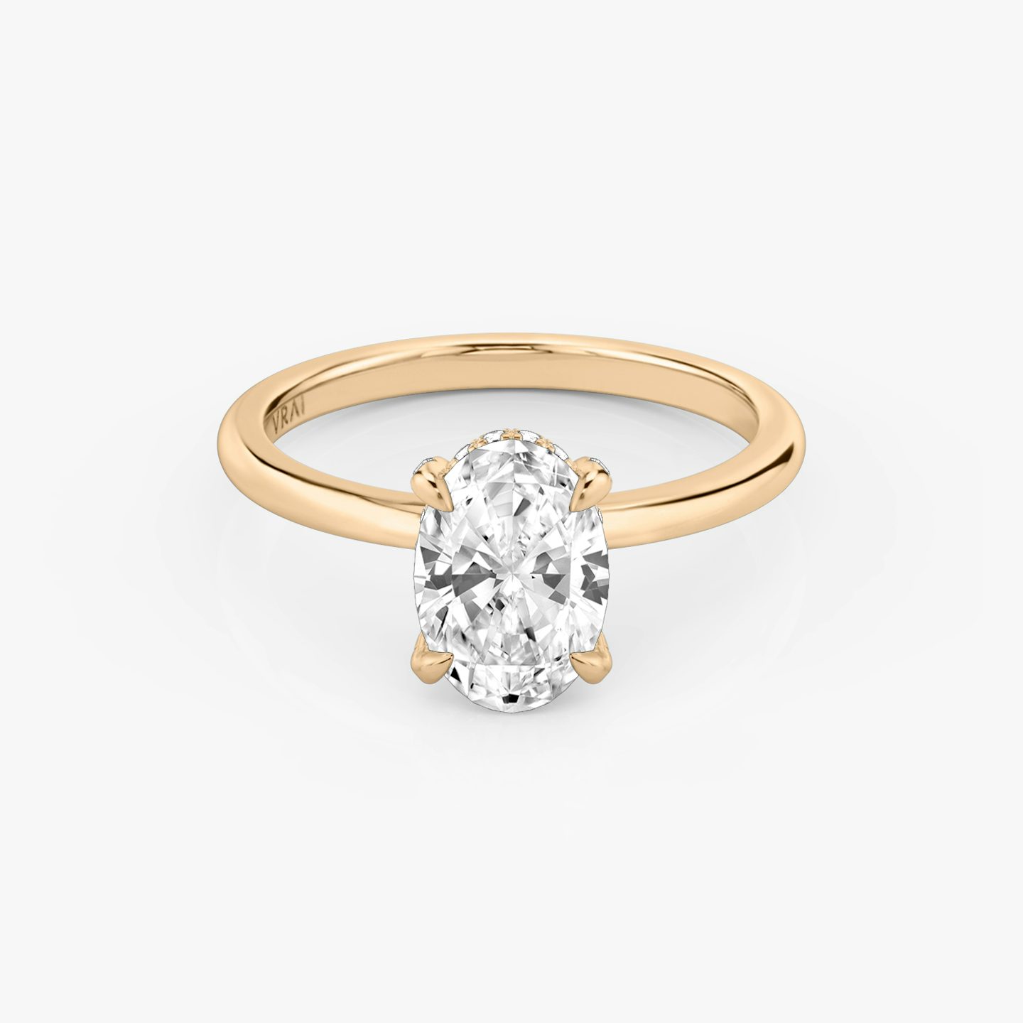 The Classic Hidden Halo | Oval | 14k | Rose Gold | bandAccent: Plain | bandWidth: standard | prongStyle: Pavé | diamondOrientation: vertical | caratWeight: other