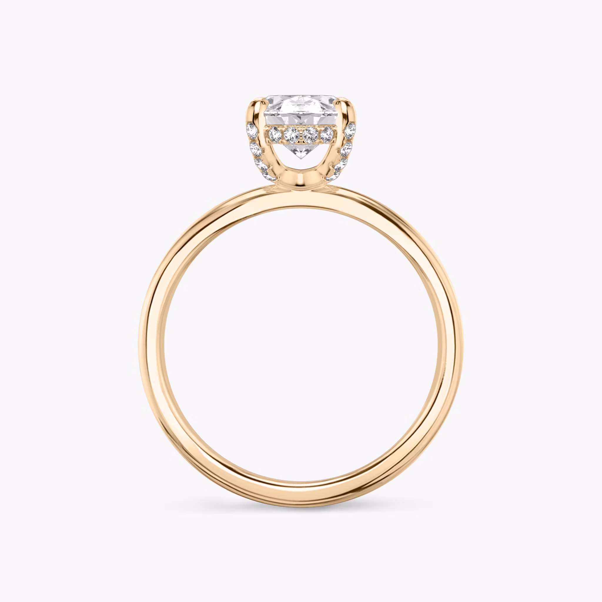 The Classic Hidden Halo | Oval | 14k | Rose Gold | bandAccent: Plain | bandWidth: standard | prongStyle: Pavé | diamondOrientation: vertical | caratWeight: other