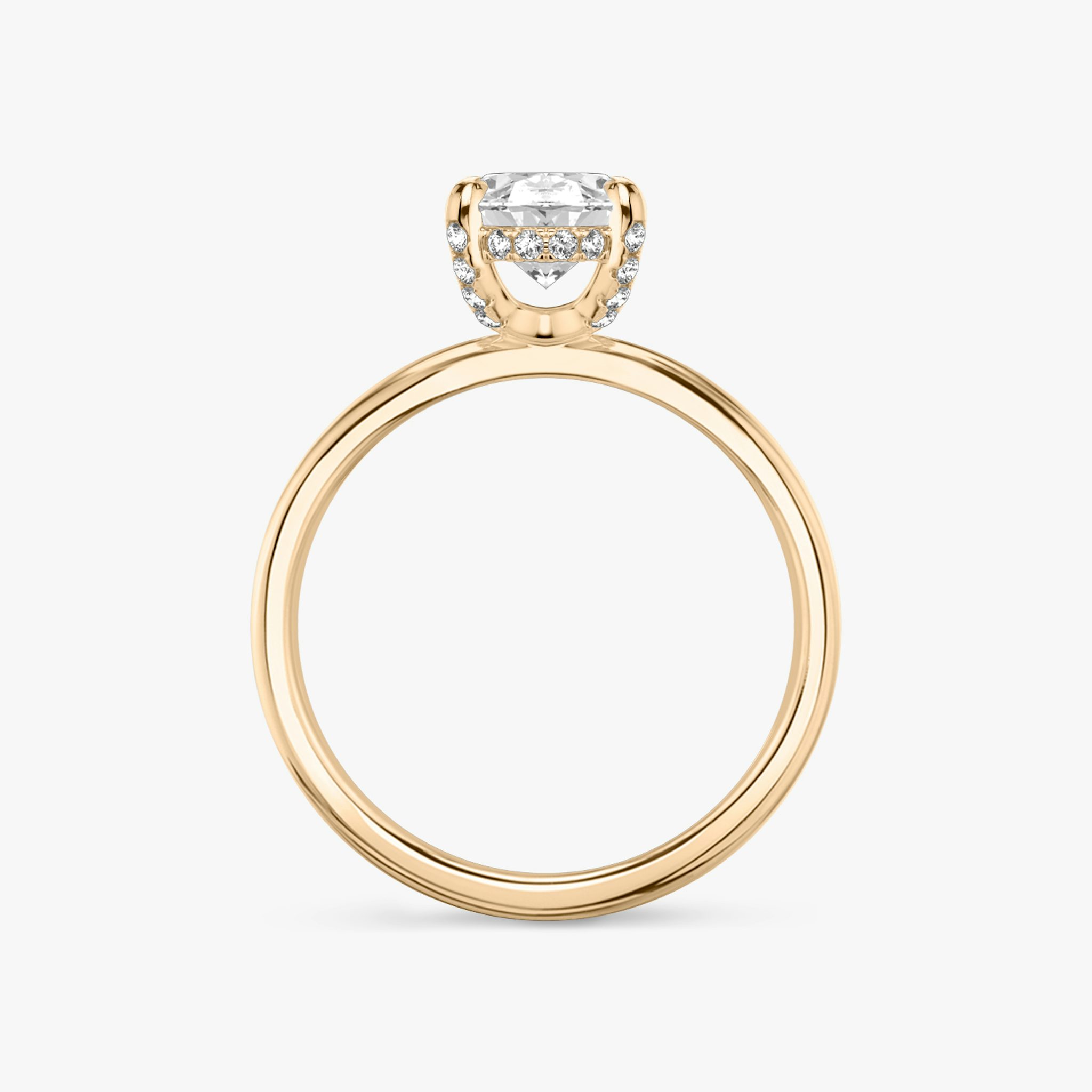 The Classic Hidden Halo | Oval | 14k | Rose Gold | bandAccent: Plain | bandWidth: standard | prongStyle: Pavé | diamondOrientation: vertical | caratWeight: other