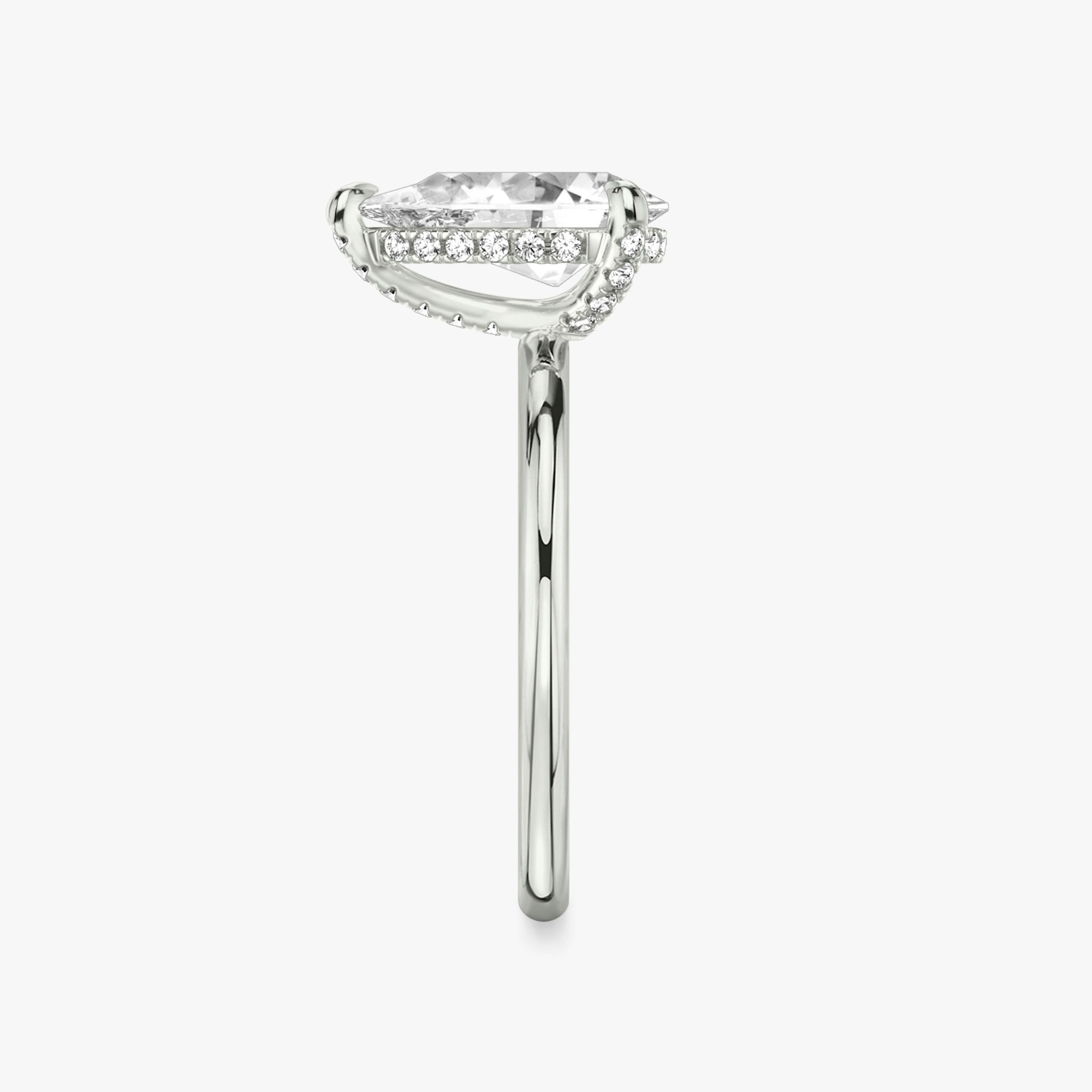 The Classic Hidden Halo | Pear | 18k | White Gold | bandAccent: Plain | bandWidth: standard | prongStyle: Pavé | diamondOrientation: vertical | caratWeight: other