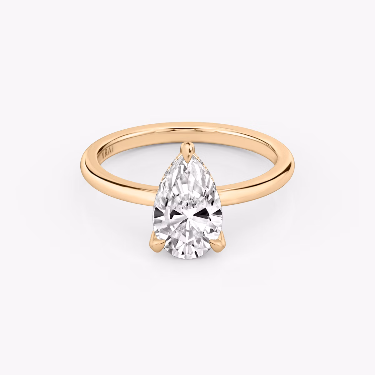 The Classic Hidden Halo | Pear | 14k | Rose Gold | bandAccent: Plain | bandWidth: standard | prongStyle: Pavé | diamondOrientation: vertical | caratWeight: other