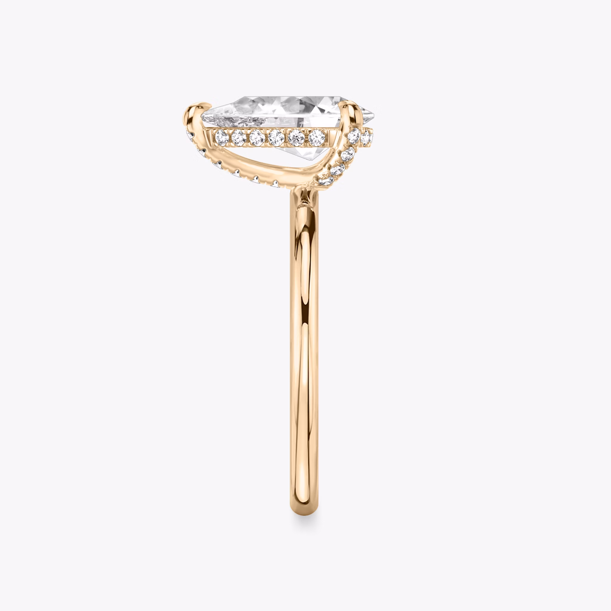 The Classic Hidden Halo | Pear | 14k | Rose Gold | bandAccent: Plain | bandWidth: standard | prongStyle: Pavé | diamondOrientation: vertical | caratWeight: other