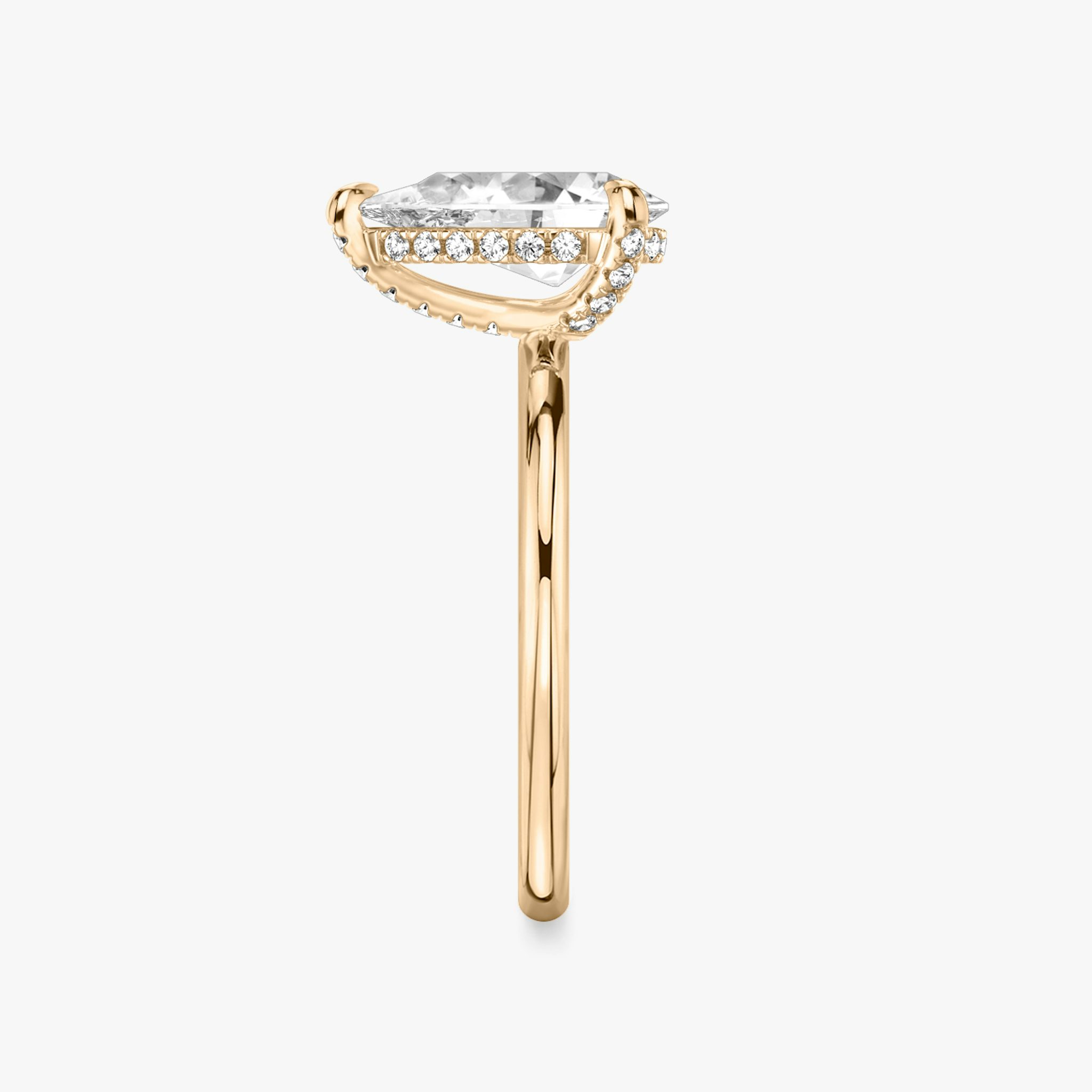 The Classic Hidden Halo | Pear | 14k | Rose Gold | bandAccent: Plain | bandWidth: standard | prongStyle: Pavé | diamondOrientation: vertical | caratWeight: other
