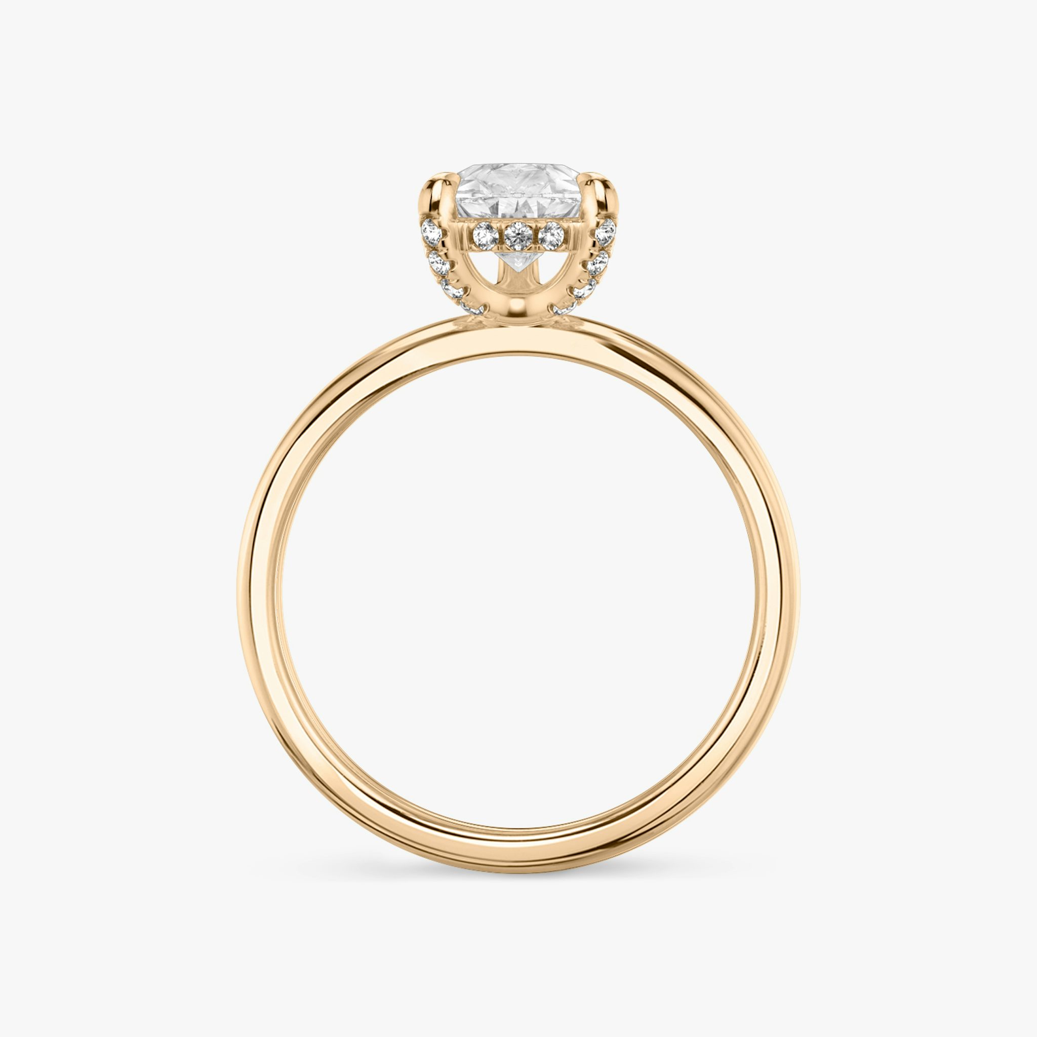 The Classic Hidden Halo | Pear | 14k | Rose Gold | bandAccent: Plain | bandWidth: standard | prongStyle: Pavé | diamondOrientation: vertical | caratWeight: other