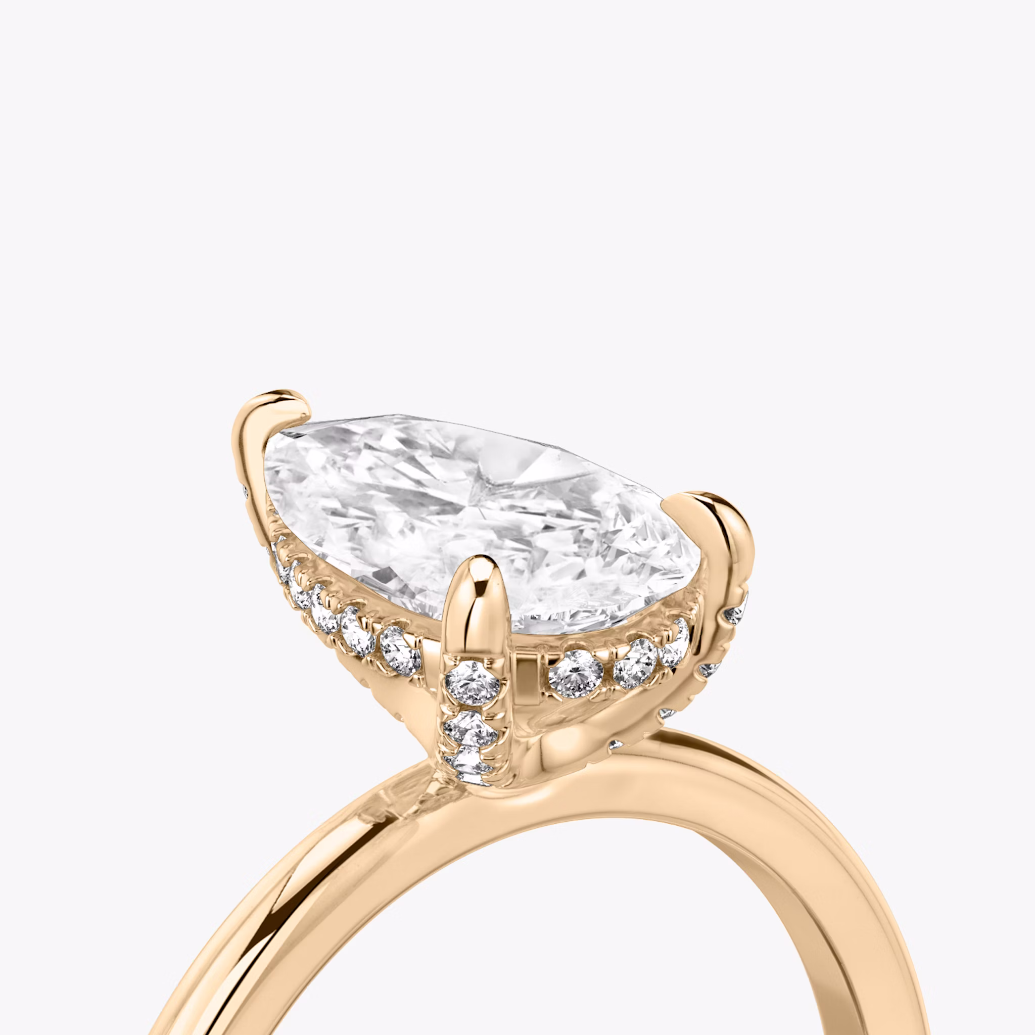 The Classic Hidden Halo | Pear | 14k | Rose Gold | bandAccent: Plain | bandWidth: standard | prongStyle: Pavé | diamondOrientation: vertical | caratWeight: other