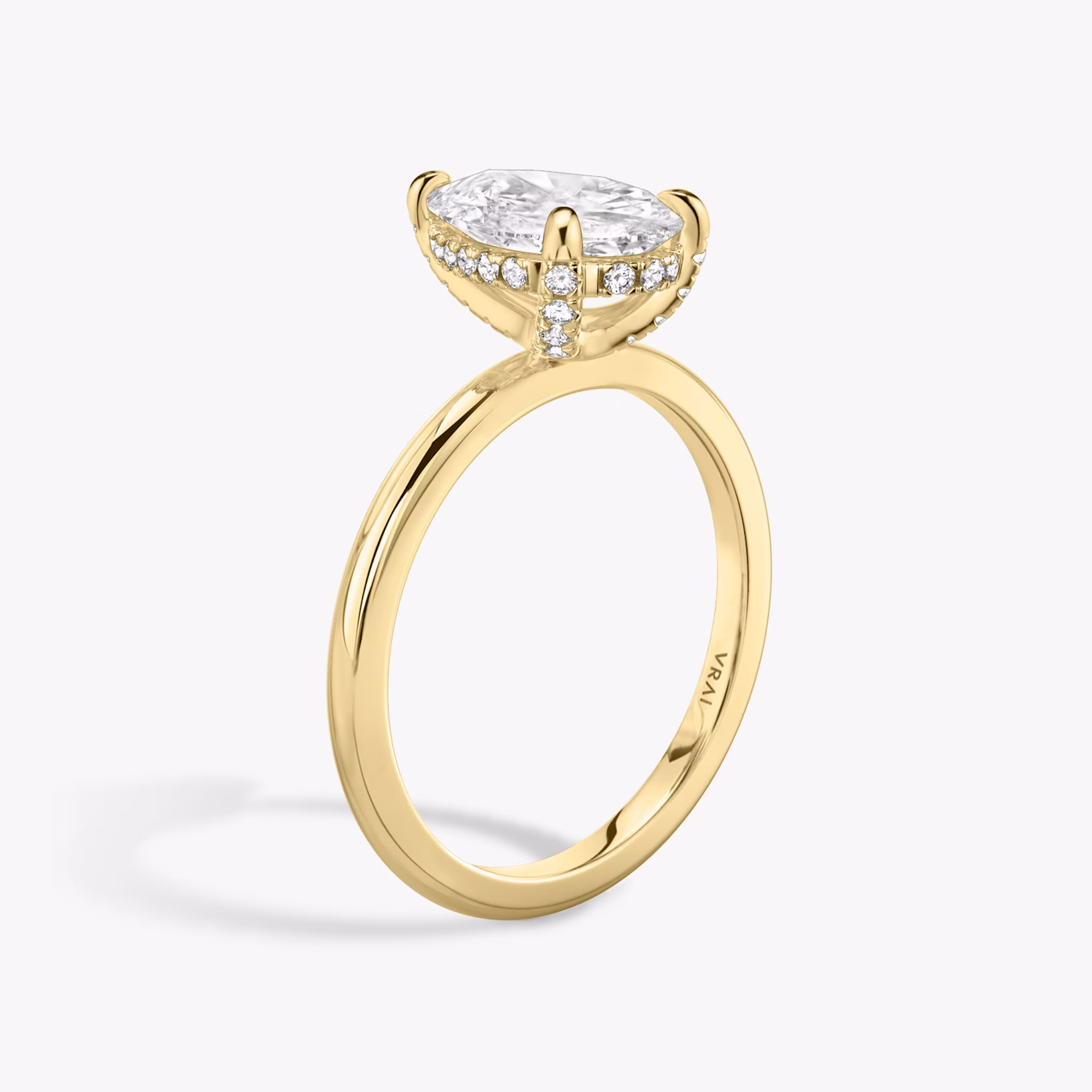 The Classic Hidden Halo | Pear | 18k | Yellow Gold | bandAccent: Plain | bandWidth: standard | prongStyle: Pavé | diamondOrientation: vertical | caratWeight: other