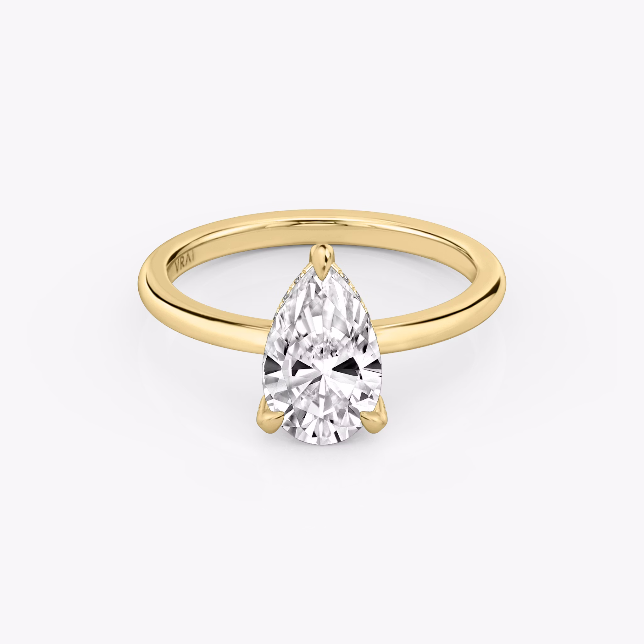 The Classic Hidden Halo | Pear | 18k | Yellow Gold | bandAccent: Plain | bandWidth: standard | prongStyle: Pavé | diamondOrientation: vertical | caratWeight: other