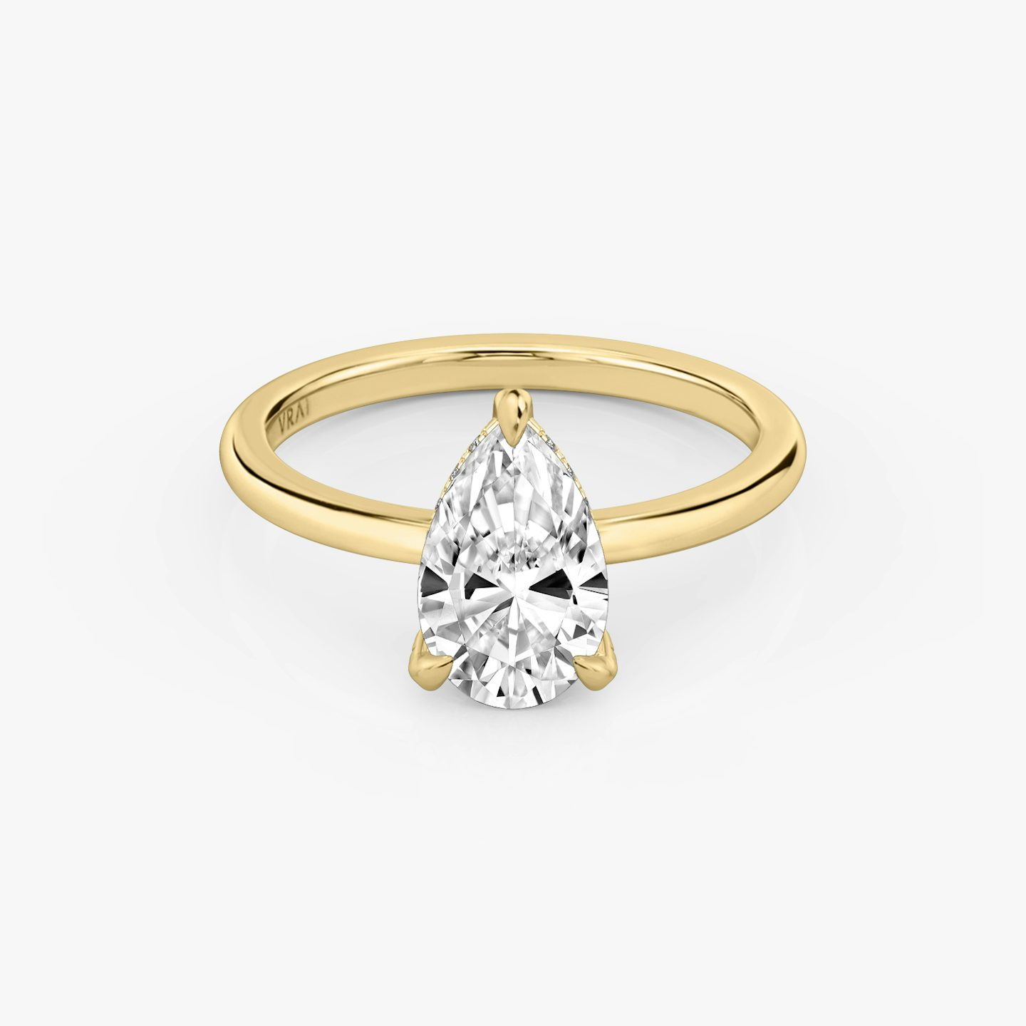 The Classic Hidden Halo | Pear | 18k | Yellow Gold | bandAccent: Plain | bandWidth: standard | prongStyle: Pavé | diamondOrientation: vertical | caratWeight: other