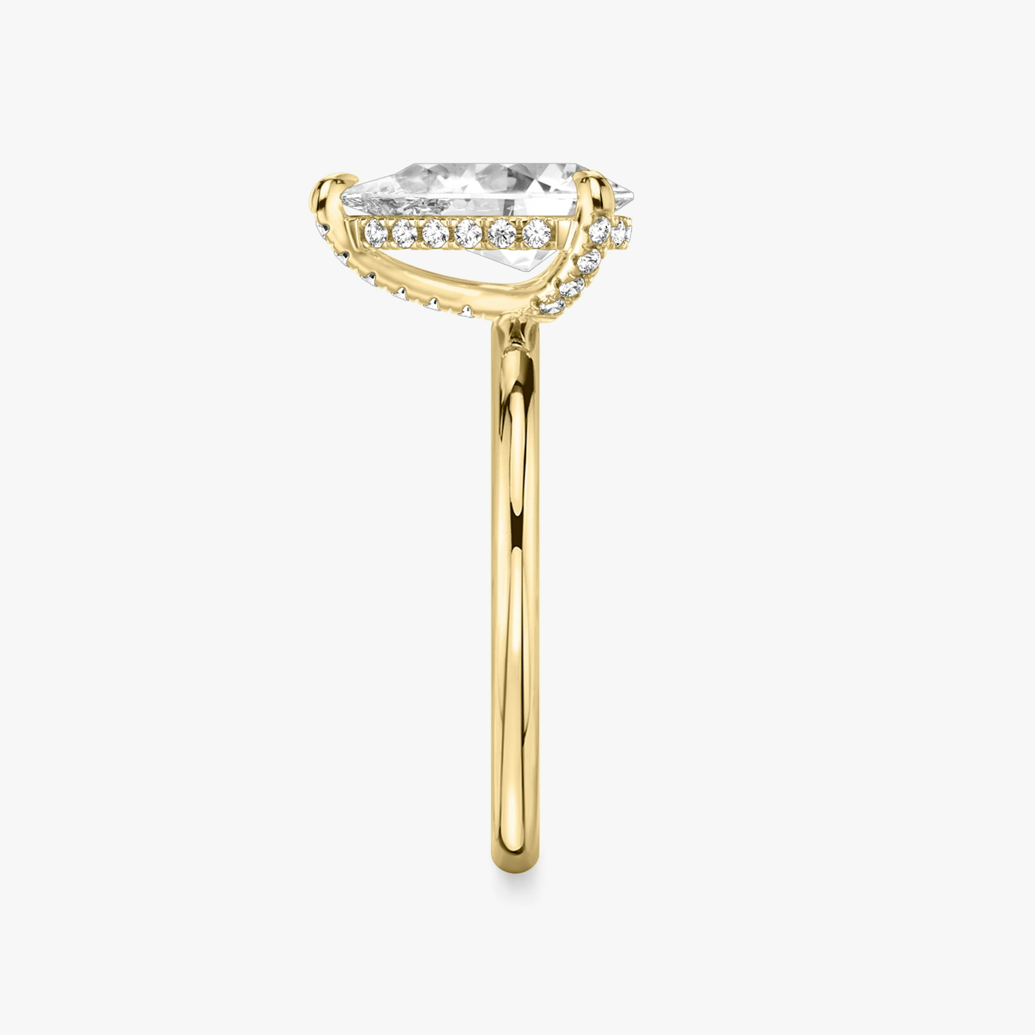 The Classic Hidden Halo | Pear | 18k | Yellow Gold | bandAccent: Plain | bandWidth: standard | prongStyle: Pavé | diamondOrientation: vertical | caratWeight: other