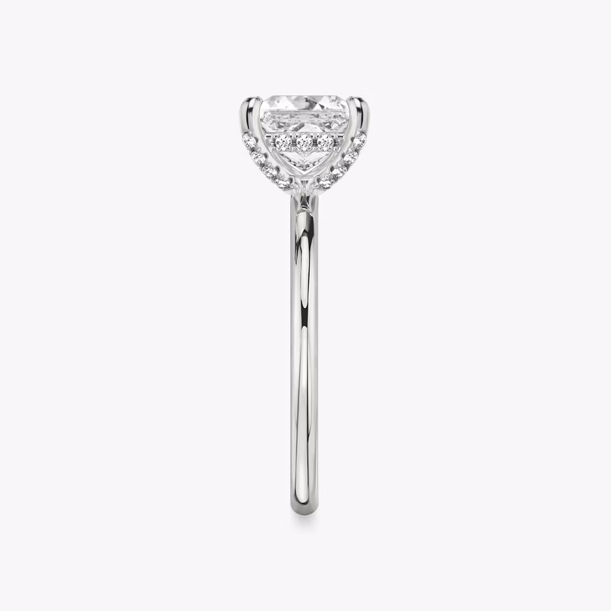 The Classic Hidden Halo | Princess | 18k | White Gold | bandAccent: Plain | bandWidth: standard | prongStyle: Pavé | diamondOrientation: vertical | caratWeight: other