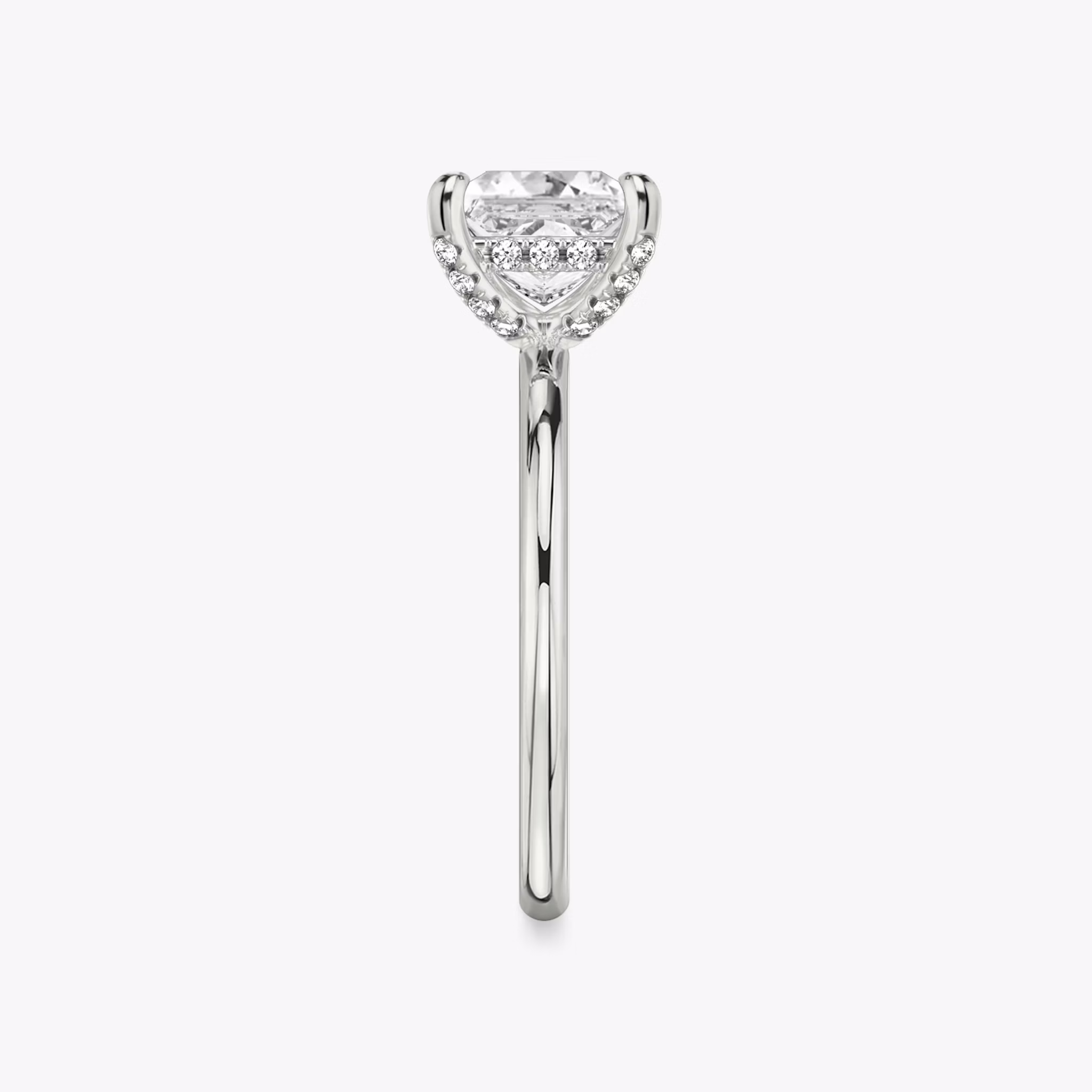 The Classic Hidden Halo | Princess | 18k | White Gold | bandAccent: Plain | bandWidth: standard | prongStyle: Pavé | diamondOrientation: vertical | caratWeight: other
