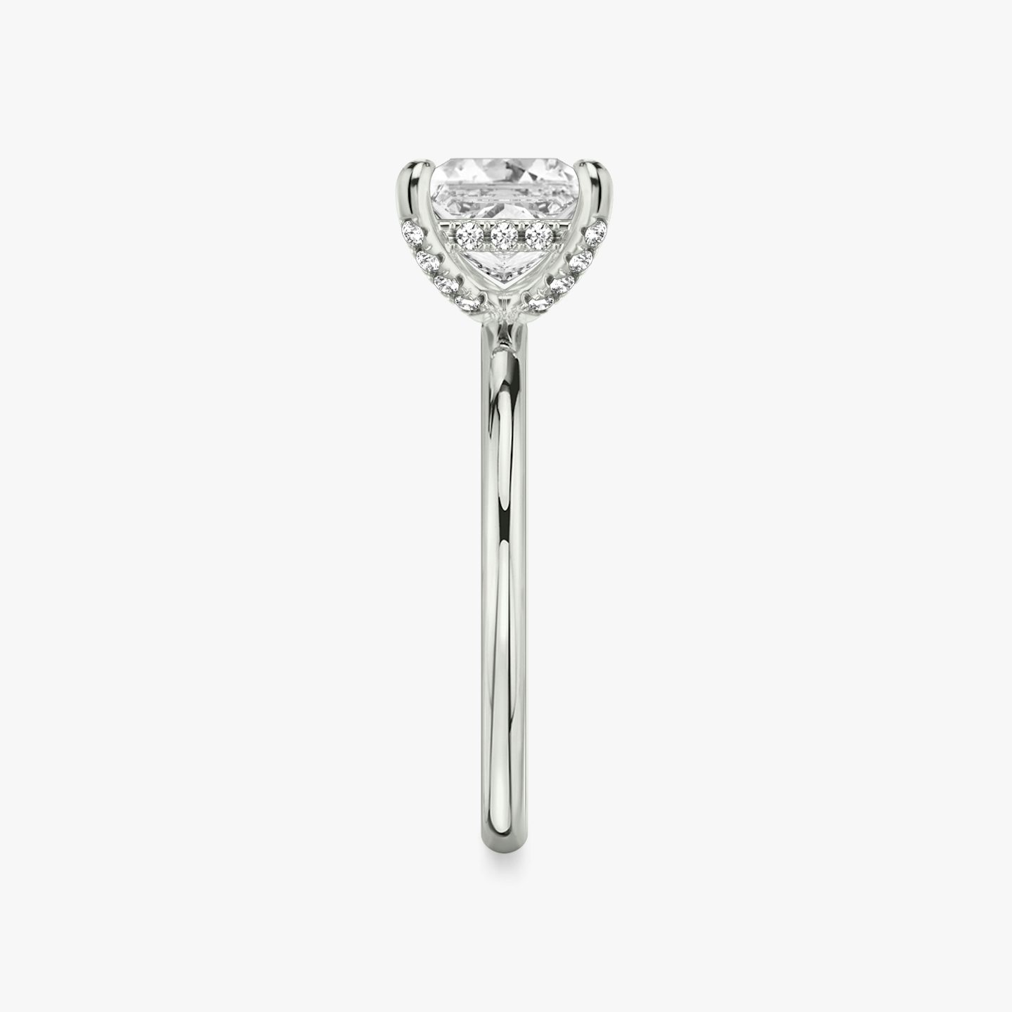 The Classic Hidden Halo | Princess | 18k | White Gold | bandAccent: Plain | bandWidth: standard | prongStyle: Pavé | diamondOrientation: vertical | caratWeight: other