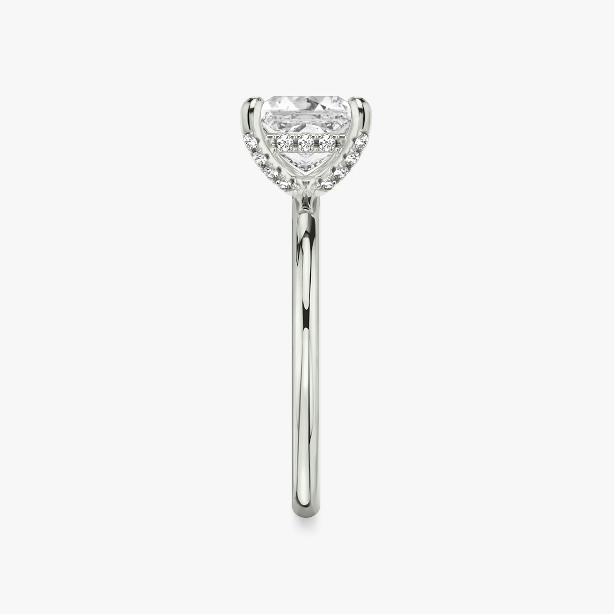 The Classic Hidden Halo | Princess | 18k | White Gold | bandAccent: Plain | bandWidth: standard | prongStyle: Pavé | diamondOrientation: vertical | caratWeight: other