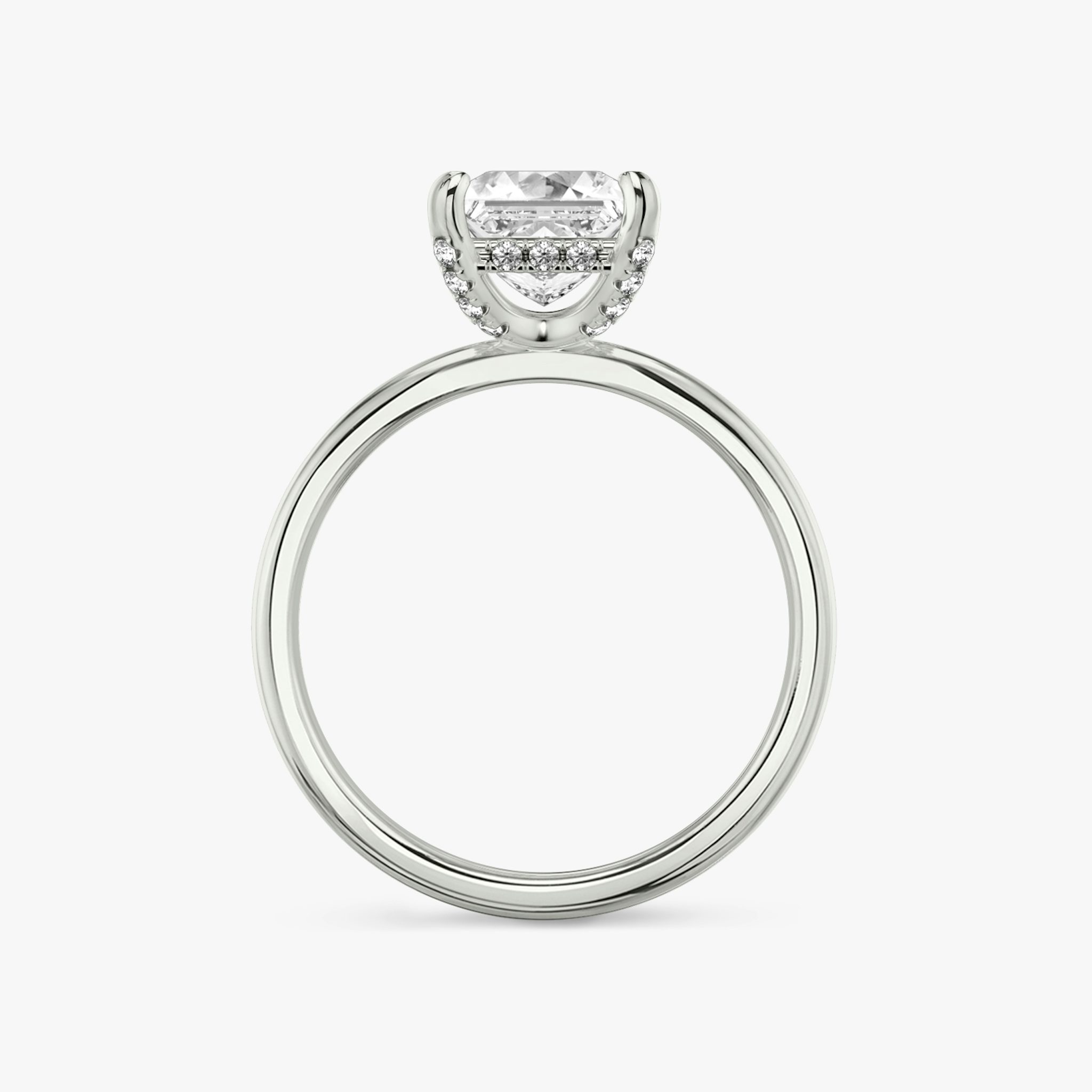 The Classic Hidden Halo | Princess | 18k | White Gold | bandAccent: Plain | bandWidth: standard | prongStyle: Pavé | diamondOrientation: vertical | caratWeight: other