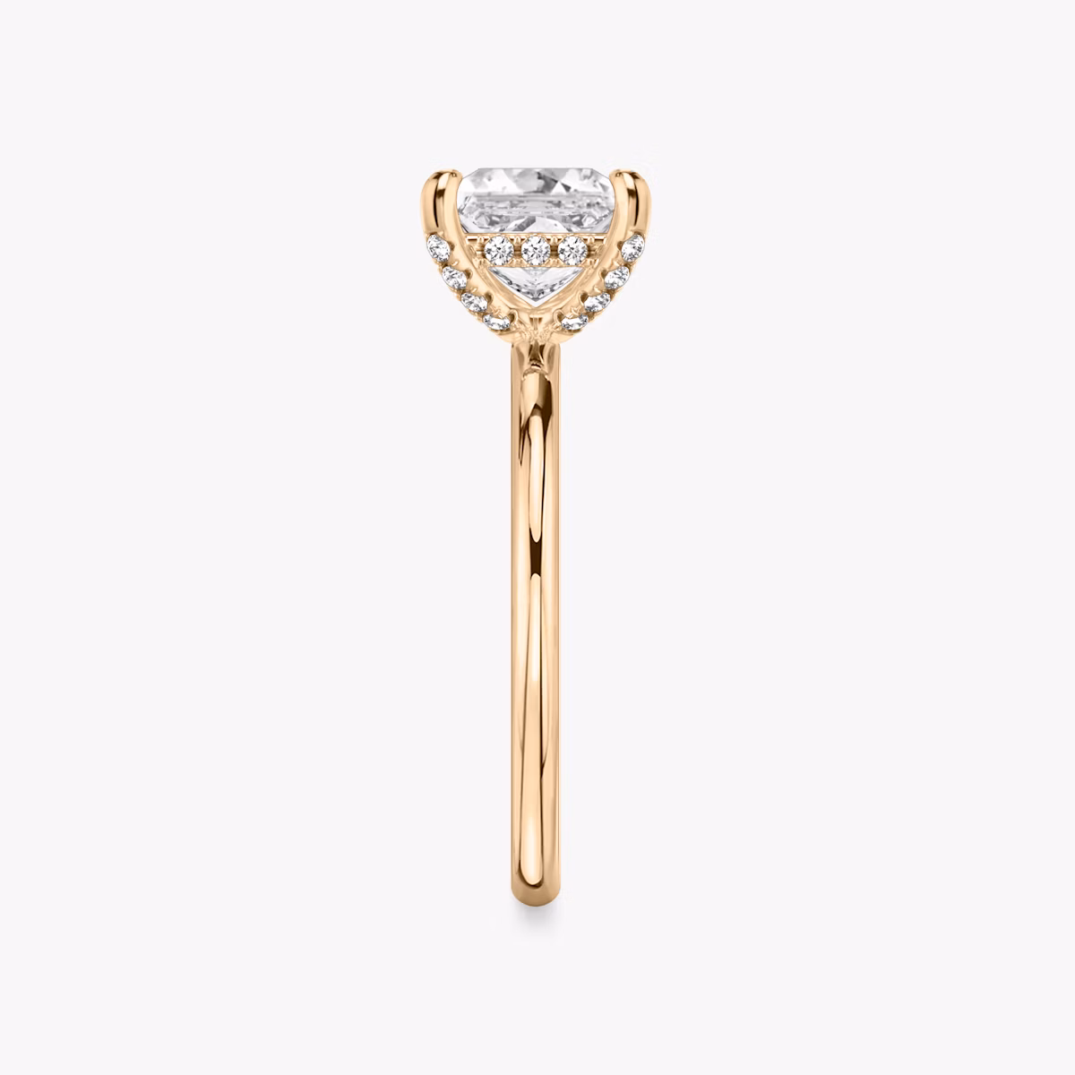 The Classic Hidden Halo | Princess | 14k | Rose Gold | bandAccent: Plain | bandWidth: standard | prongStyle: Pavé | diamondOrientation: vertical | caratWeight: other