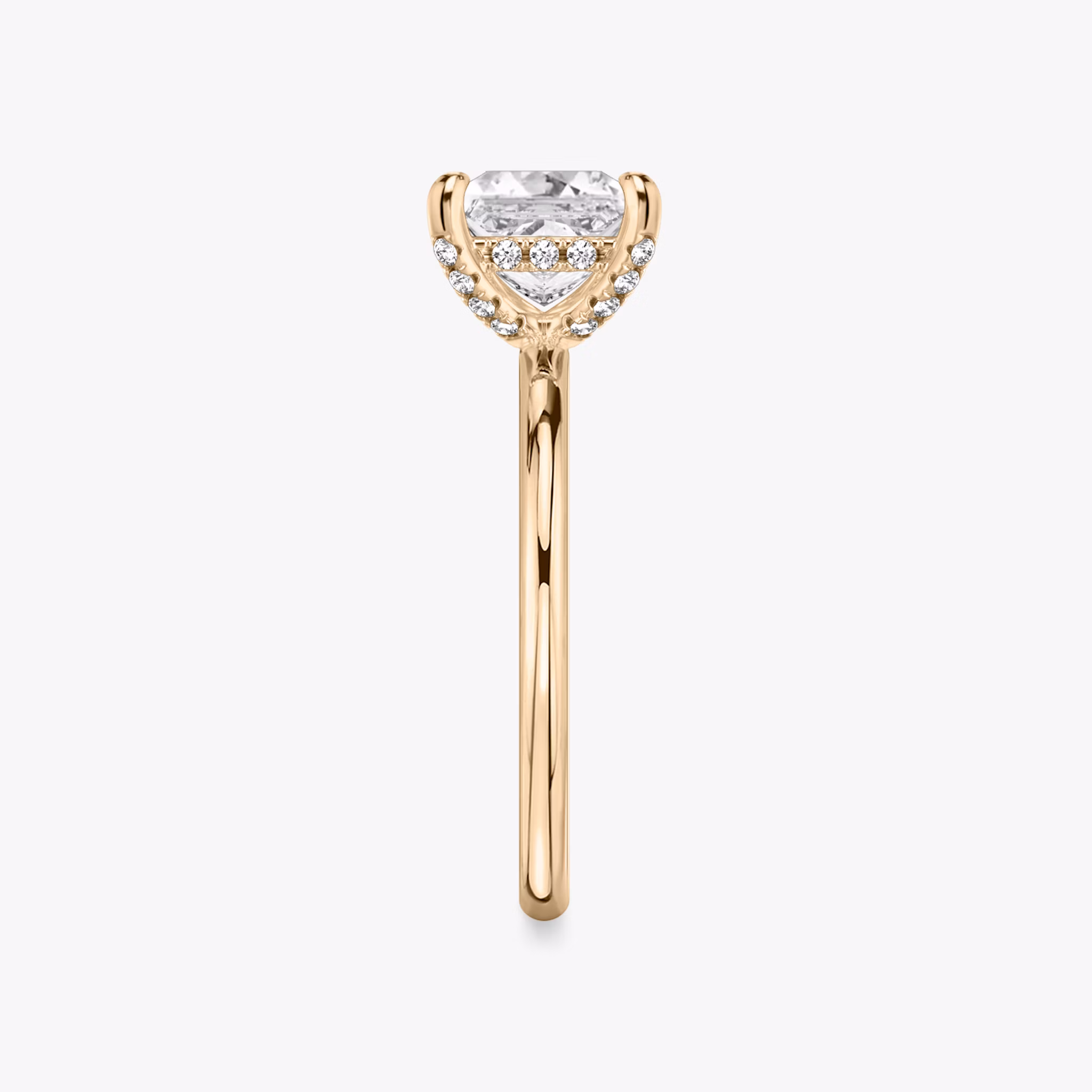 The Classic Hidden Halo | Princess | 14k | Rose Gold | bandAccent: Plain | bandWidth: standard | prongStyle: Pavé | diamondOrientation: vertical | caratWeight: other