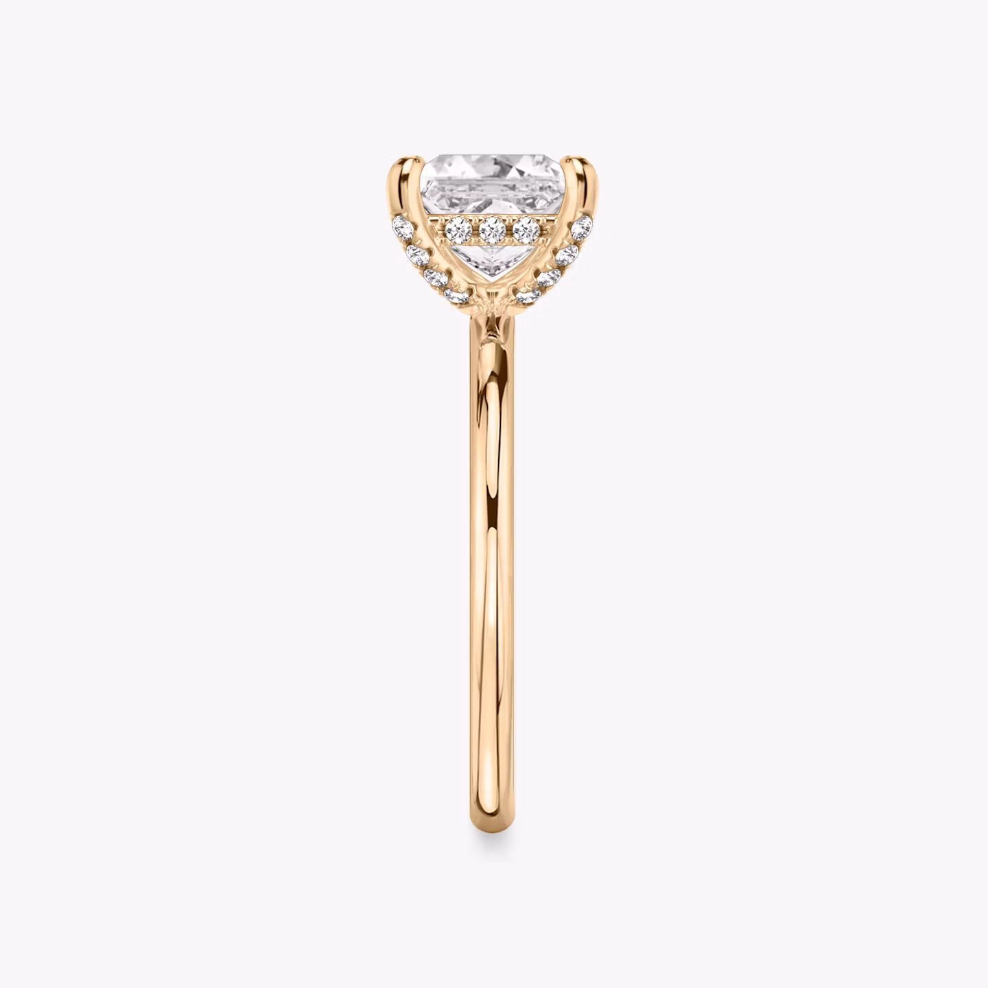 The Classic Hidden Halo | Princess | 14k | Rose Gold | bandAccent: Plain | bandWidth: standard | prongStyle: Pavé | diamondOrientation: vertical | caratWeight: other