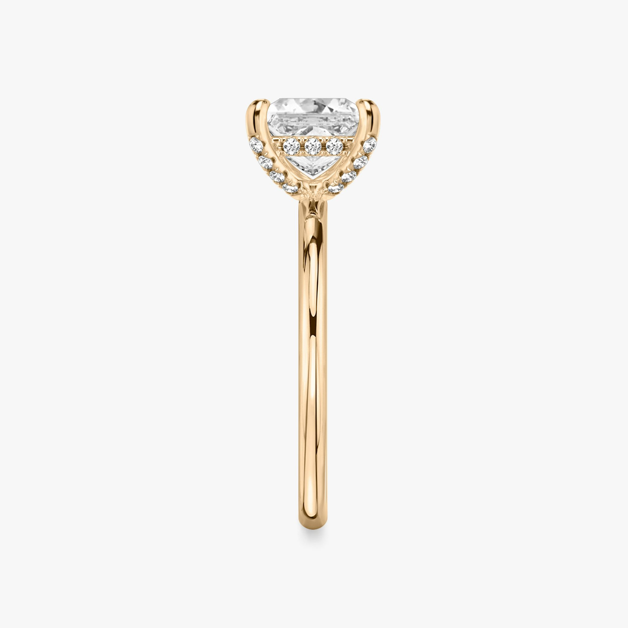 The Classic Hidden Halo | Princess | 14k | Rose Gold | bandAccent: Plain | bandWidth: standard | prongStyle: Pavé | diamondOrientation: vertical | caratWeight: other