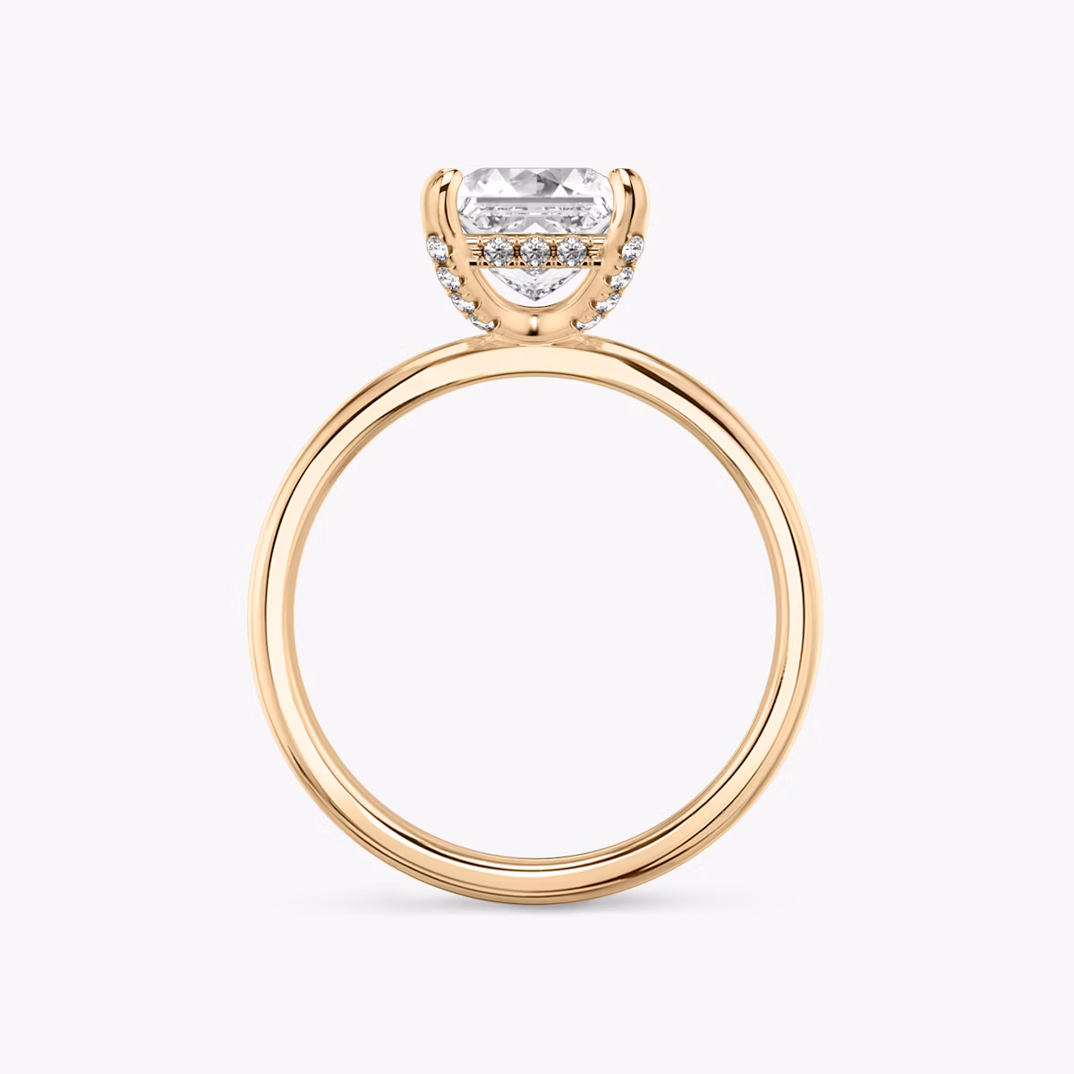 The Classic Hidden Halo | Princess | 14k | Rose Gold | bandAccent: Plain | bandWidth: standard | prongStyle: Pavé | diamondOrientation: vertical | caratWeight: other