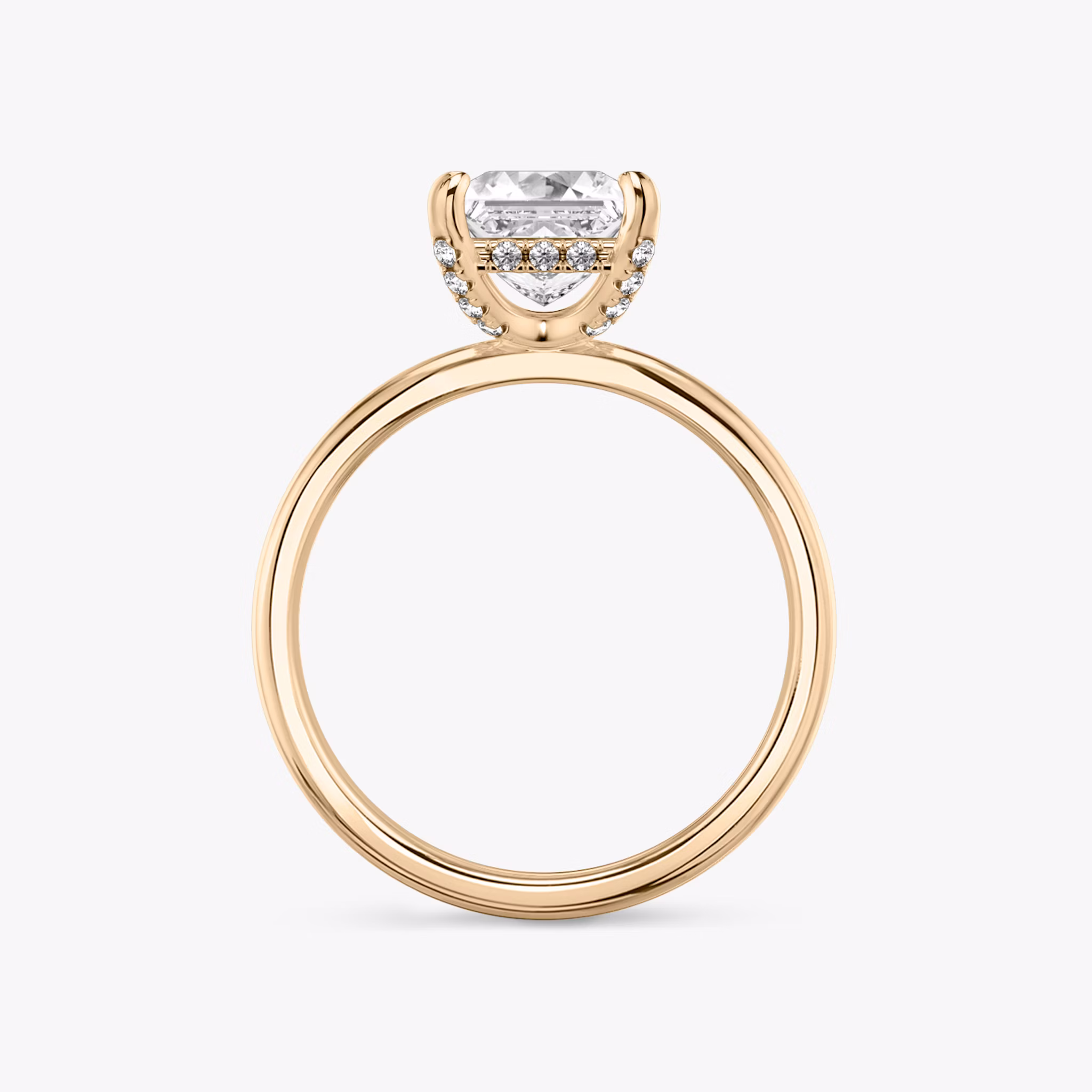 The Classic Hidden Halo | Princess | 14k | Rose Gold | bandAccent: Plain | bandWidth: standard | prongStyle: Pavé | diamondOrientation: vertical | caratWeight: other