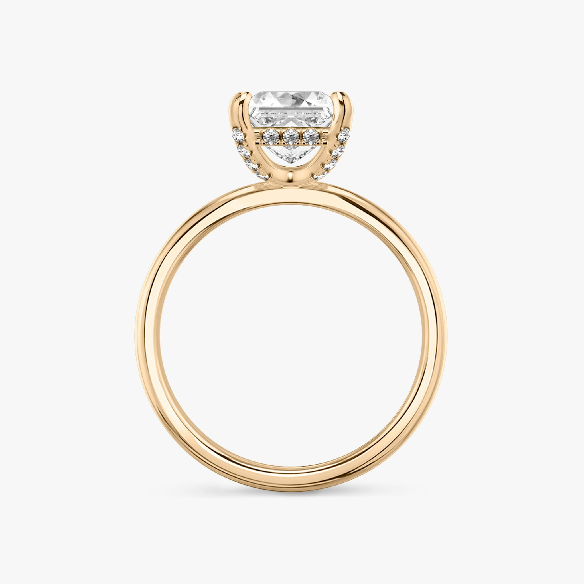 The Classic Hidden Halo | Princess | 14k | Rose Gold | bandAccent: Plain | bandWidth: standard | prongStyle: Pavé | diamondOrientation: vertical | caratWeight: other
