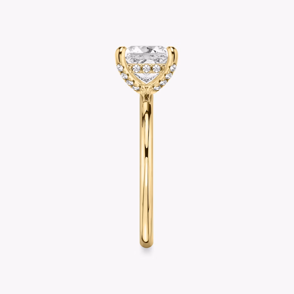 The Classic Hidden Halo | Princess | 18k | Yellow Gold | bandAccent: Plain | bandWidth: standard | prongStyle: Pavé | diamondOrientation: vertical | caratWeight: other