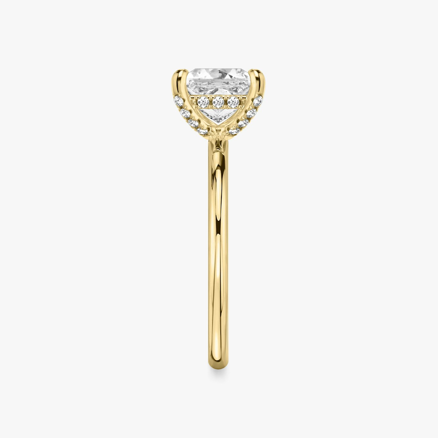 The Classic Hidden Halo | Princess | 18k | Yellow Gold | bandAccent: Plain | bandWidth: standard | prongStyle: Pavé | diamondOrientation: vertical | caratWeight: other