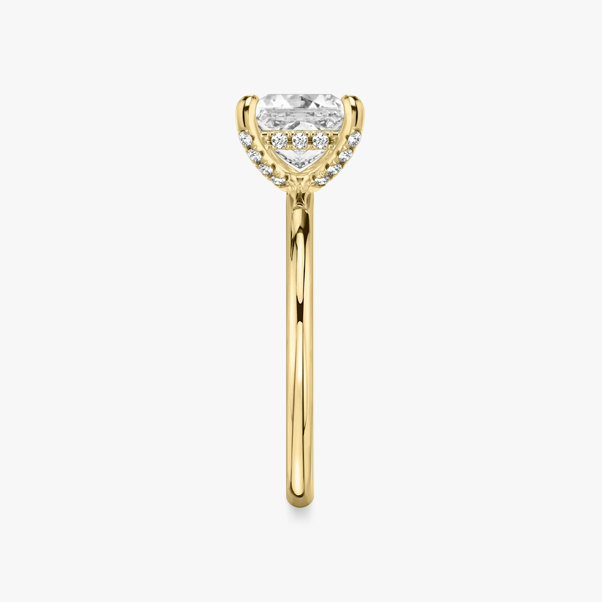 The Classic Hidden Halo | Princess | 18k | Yellow Gold | bandAccent: Plain | bandWidth: standard | prongStyle: Pavé | diamondOrientation: vertical | caratWeight: other