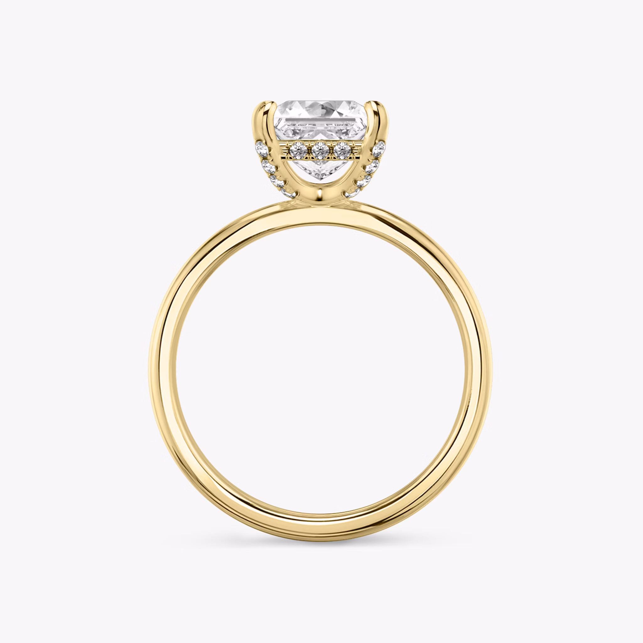 The Classic Hidden Halo | Princess | 18k | Yellow Gold | bandAccent: Plain | bandWidth: standard | prongStyle: Pavé | diamondOrientation: vertical | caratWeight: other