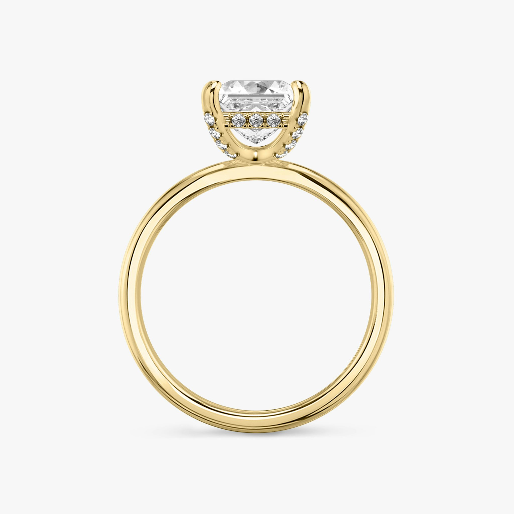 The Classic Hidden Halo | Princess | 18k | Yellow Gold | bandAccent: Plain | bandWidth: standard | prongStyle: Pavé | diamondOrientation: vertical | caratWeight: other