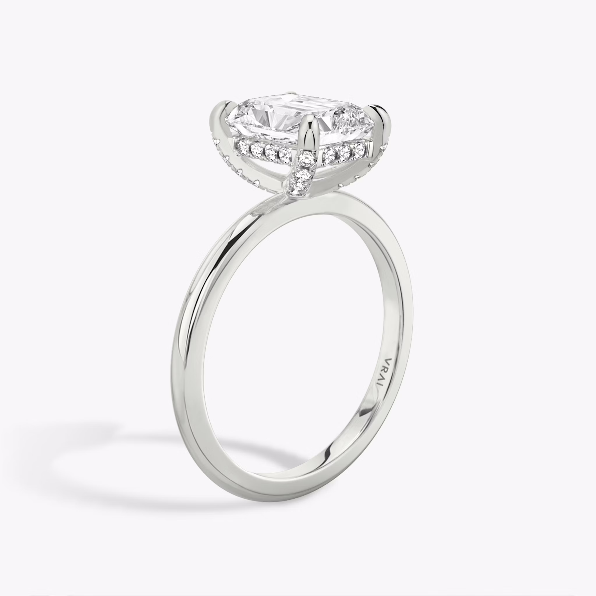 The Classic Hidden Halo | Radiant | Platinum | bandAccent: Plain | bandWidth: standard | prongStyle: Pavé | diamondOrientation: vertical | caratWeight: other