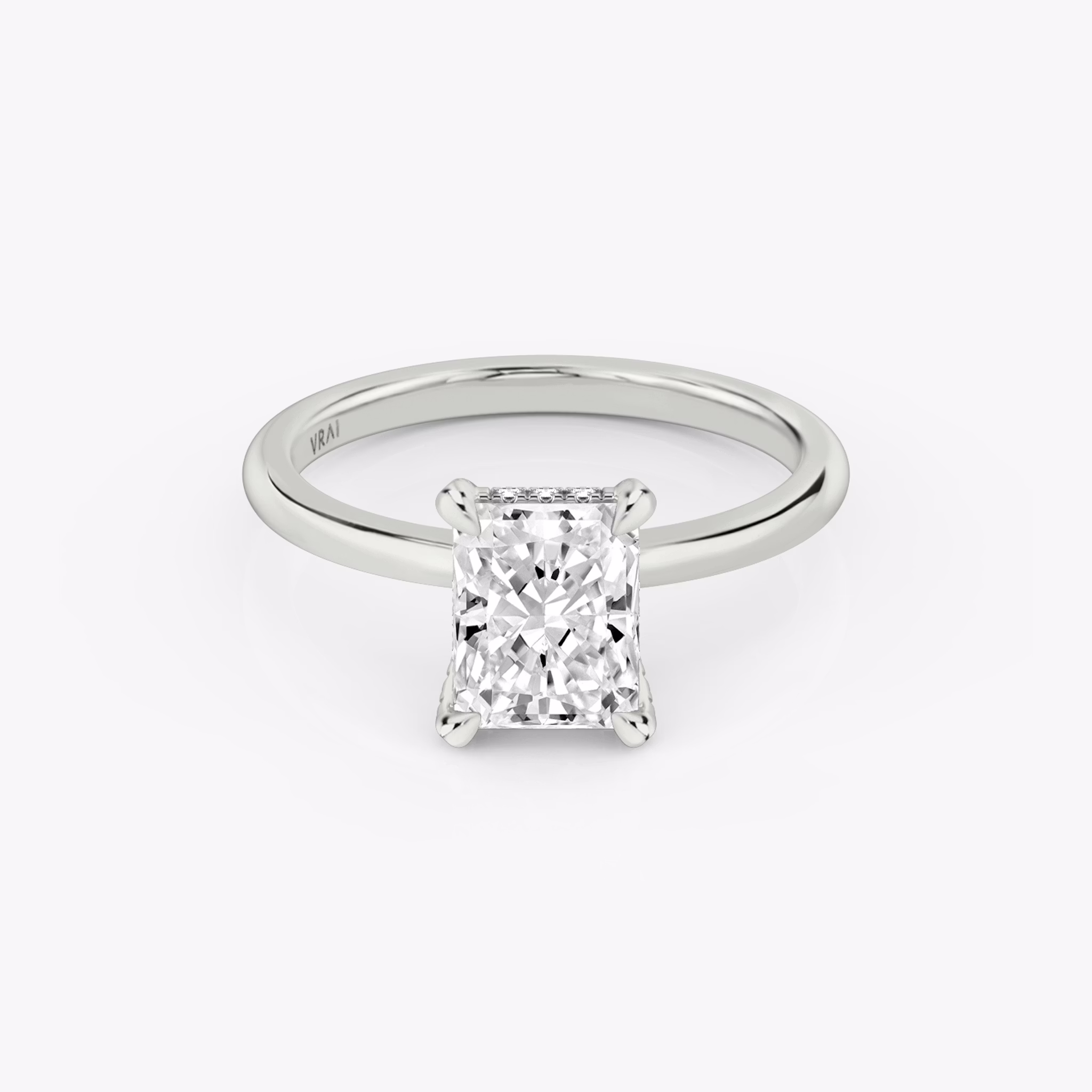 The Classic Hidden Halo | Radiant | Platinum | bandAccent: Plain | bandWidth: standard | prongStyle: Pavé | diamondOrientation: vertical | caratWeight: other