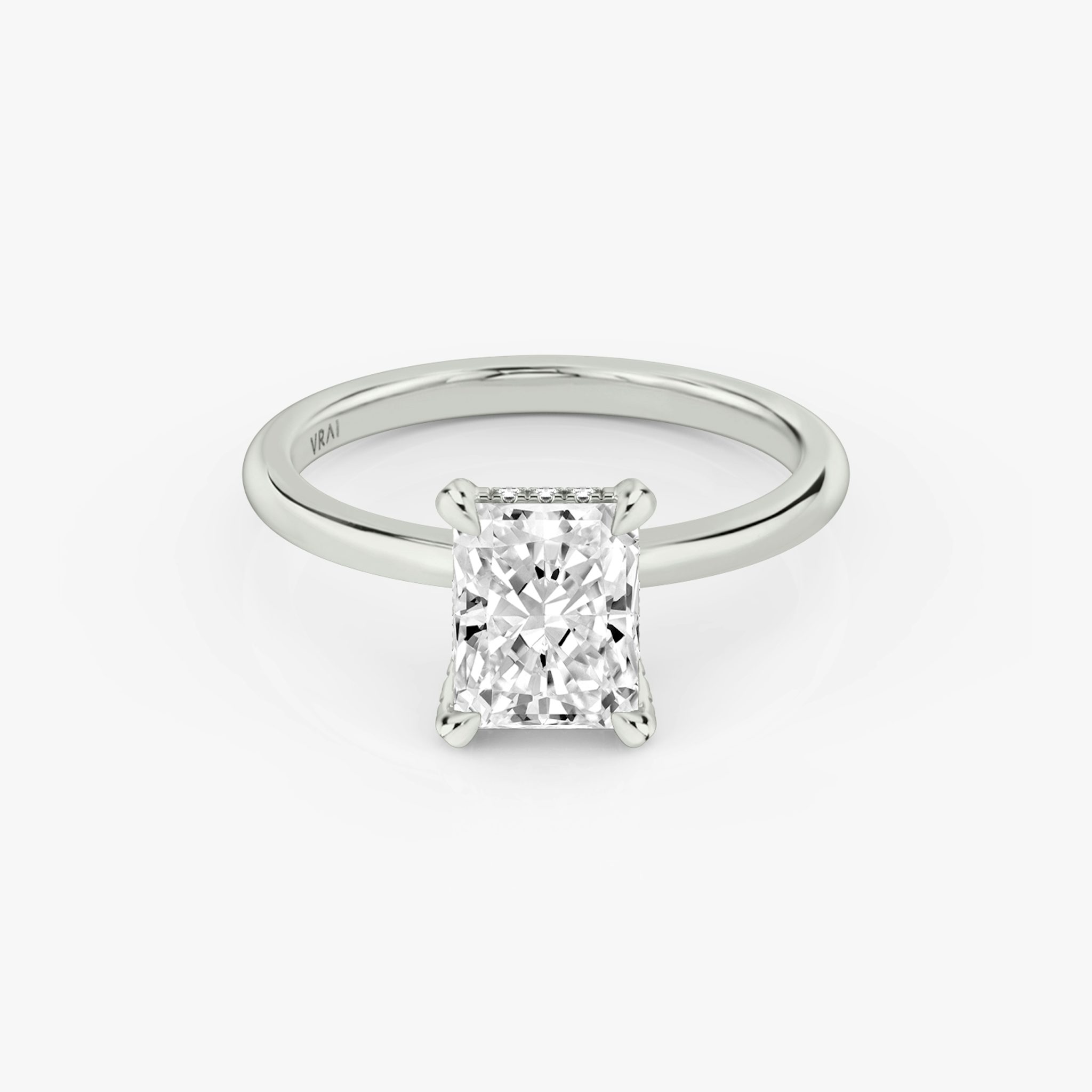 The Classic Hidden Halo | Radiant | Platinum | bandAccent: Plain | bandWidth: standard | prongStyle: Pavé | diamondOrientation: vertical | caratWeight: other