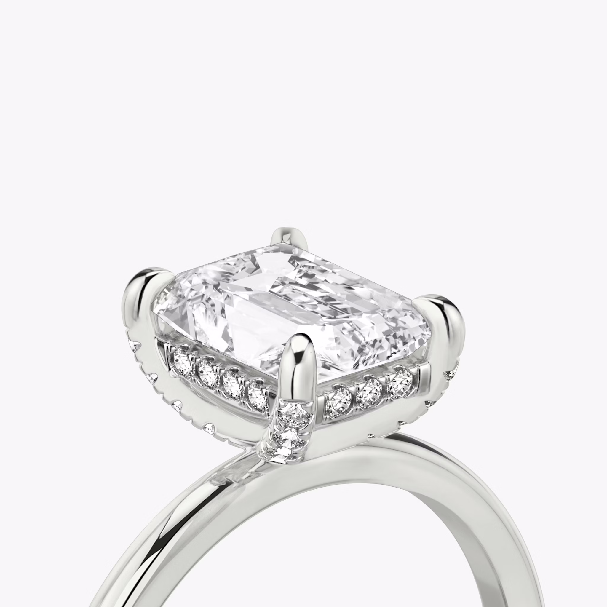 The Classic Hidden Halo | Radiant | Platinum | bandAccent: Plain | bandWidth: standard | prongStyle: Pavé | diamondOrientation: vertical | caratWeight: other