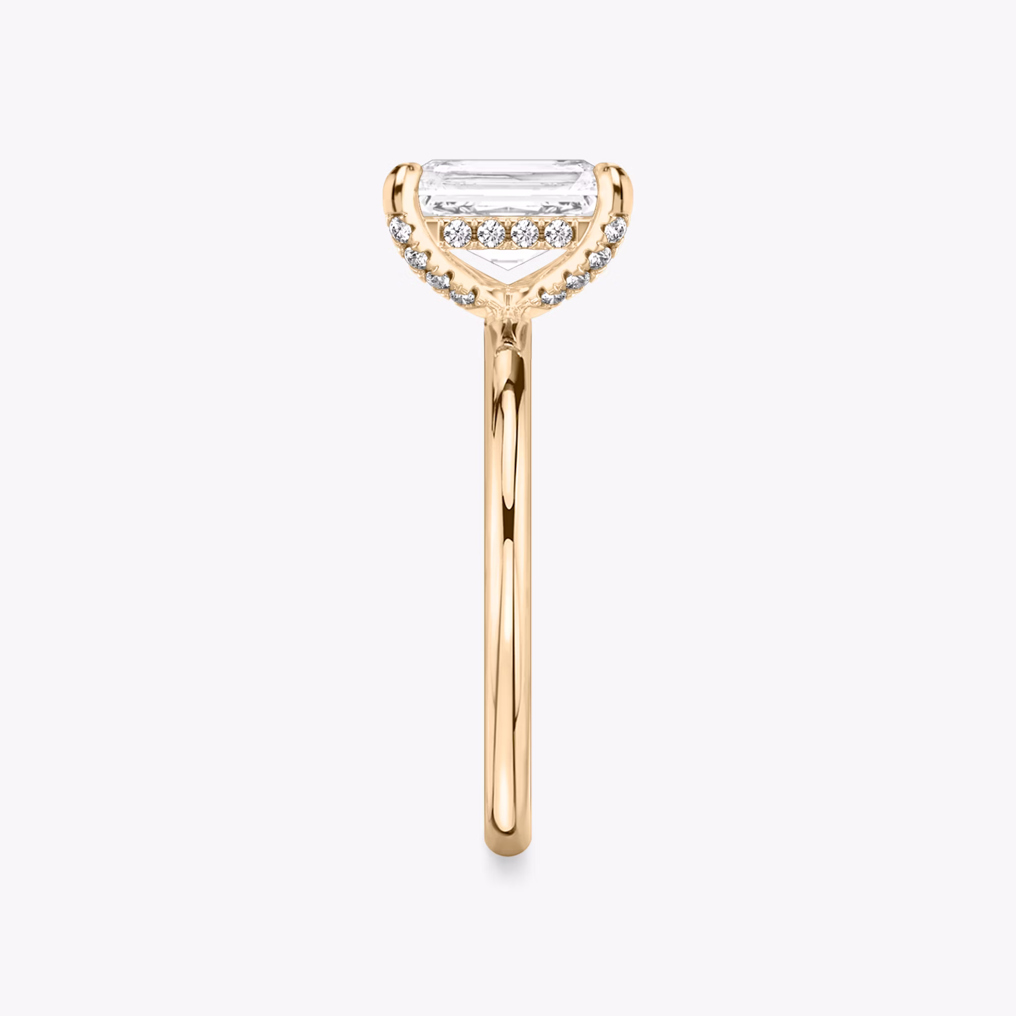 The Classic Hidden Halo | Radiant | 14k | Rose Gold | bandAccent: Plain | bandWidth: standard | prongStyle: Pavé | diamondOrientation: vertical | caratWeight: other