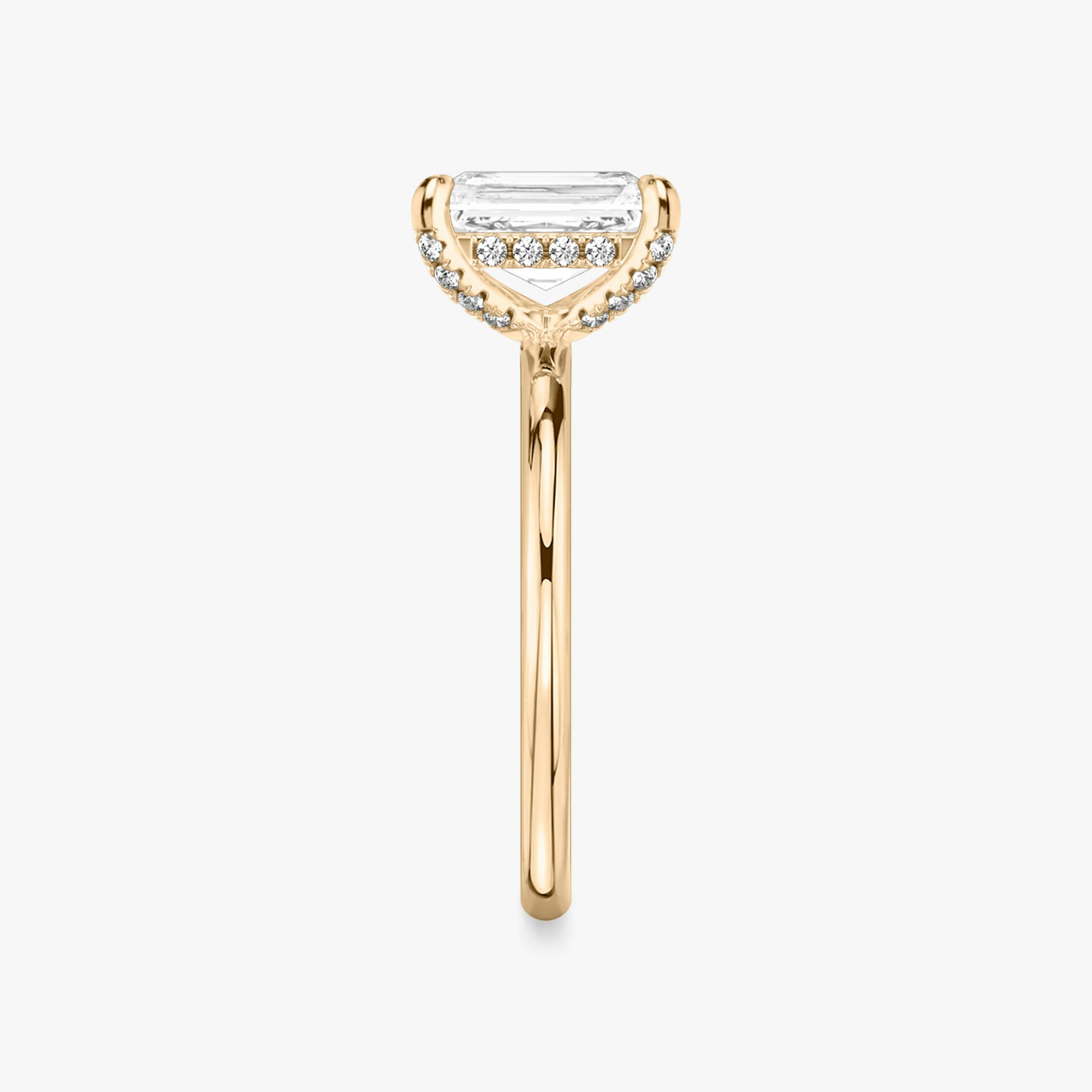 The Classic Hidden Halo | Radiant | 14k | Rose Gold | bandAccent: Plain | bandWidth: standard | prongStyle: Pavé | diamondOrientation: vertical | caratWeight: other