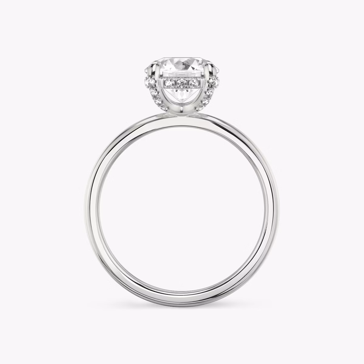 Classic Hidden Halo | Rund | 18k | Weißgold | bandAccent: Ohne Pavé-Besatz | bandWidth: standard | caratWeight: 1.0ct | prongStyle: Mit Pavé-Besatz | diamondOrientation: vertical