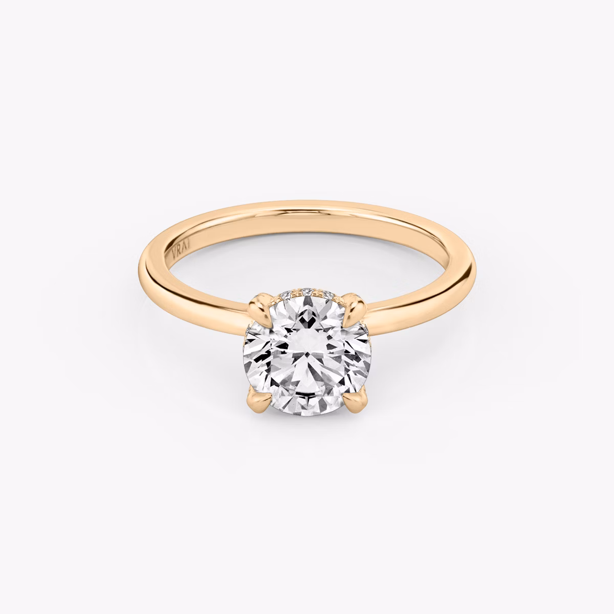 Anillo de compromiso Classic Hidden Halo | Brillante | 14k | Oro rosa | bandAccent: Simple | bandWidth: standard | caratWeight: other | prongStyle: Pavé | diamondOrientation: vertical