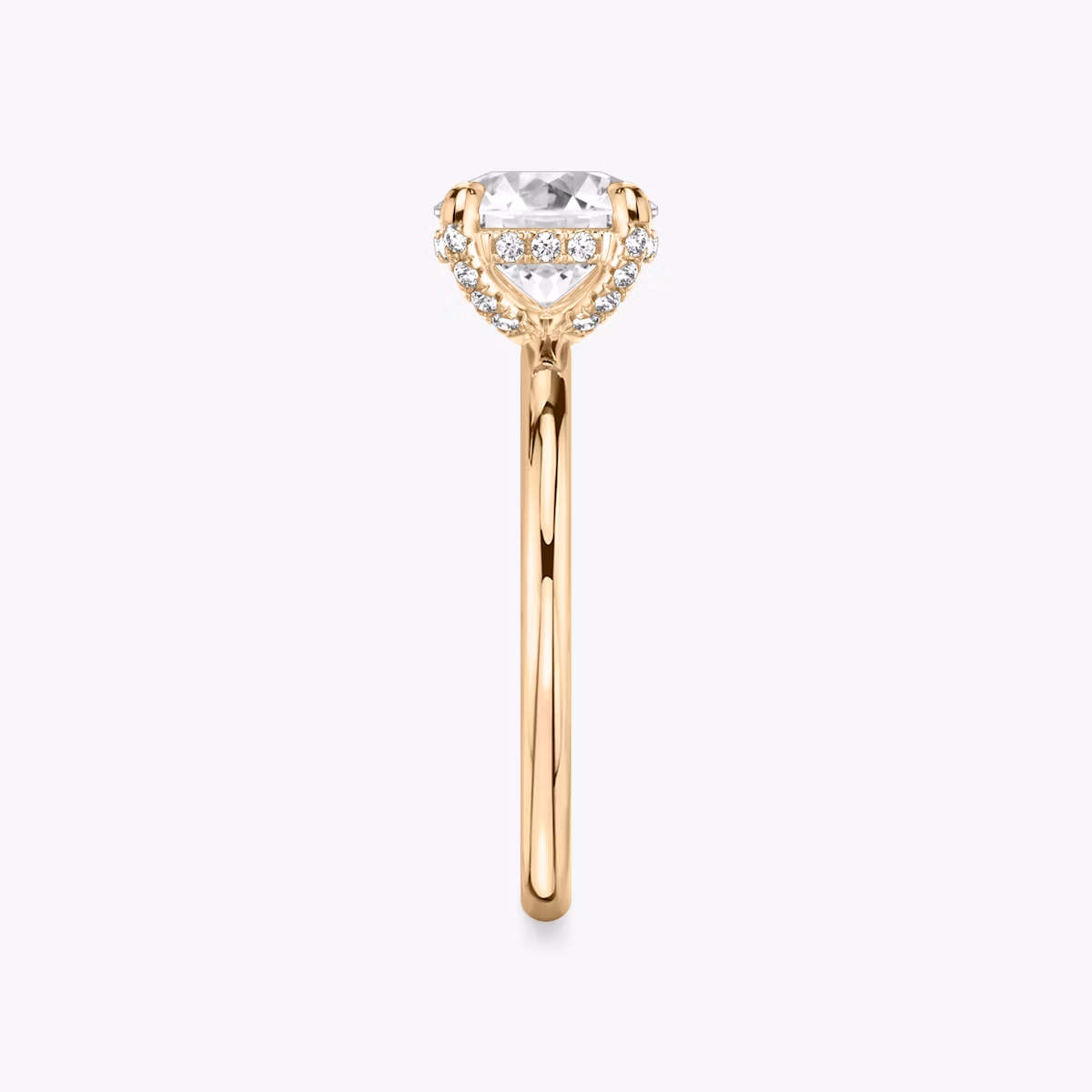 Anillo de compromiso Classic Hidden Halo | Brillante | 14k | Oro rosa | bandAccent: Simple | bandWidth: standard | caratWeight: other | prongStyle: Pavé | diamondOrientation: vertical