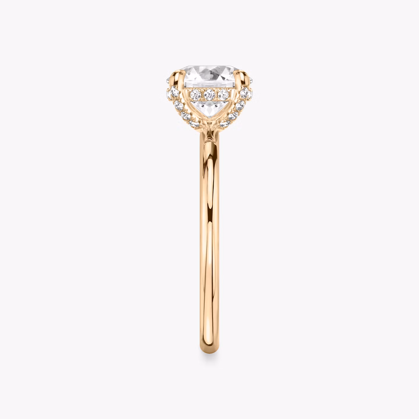 The Classic Hidden Halo | Round Brilliant | 14k | Rose Gold | bandAccent: Plain | bandWidth: standard | caratWeight: 2.0ct | prongStyle: Pavé | diamondOrientation: vertical