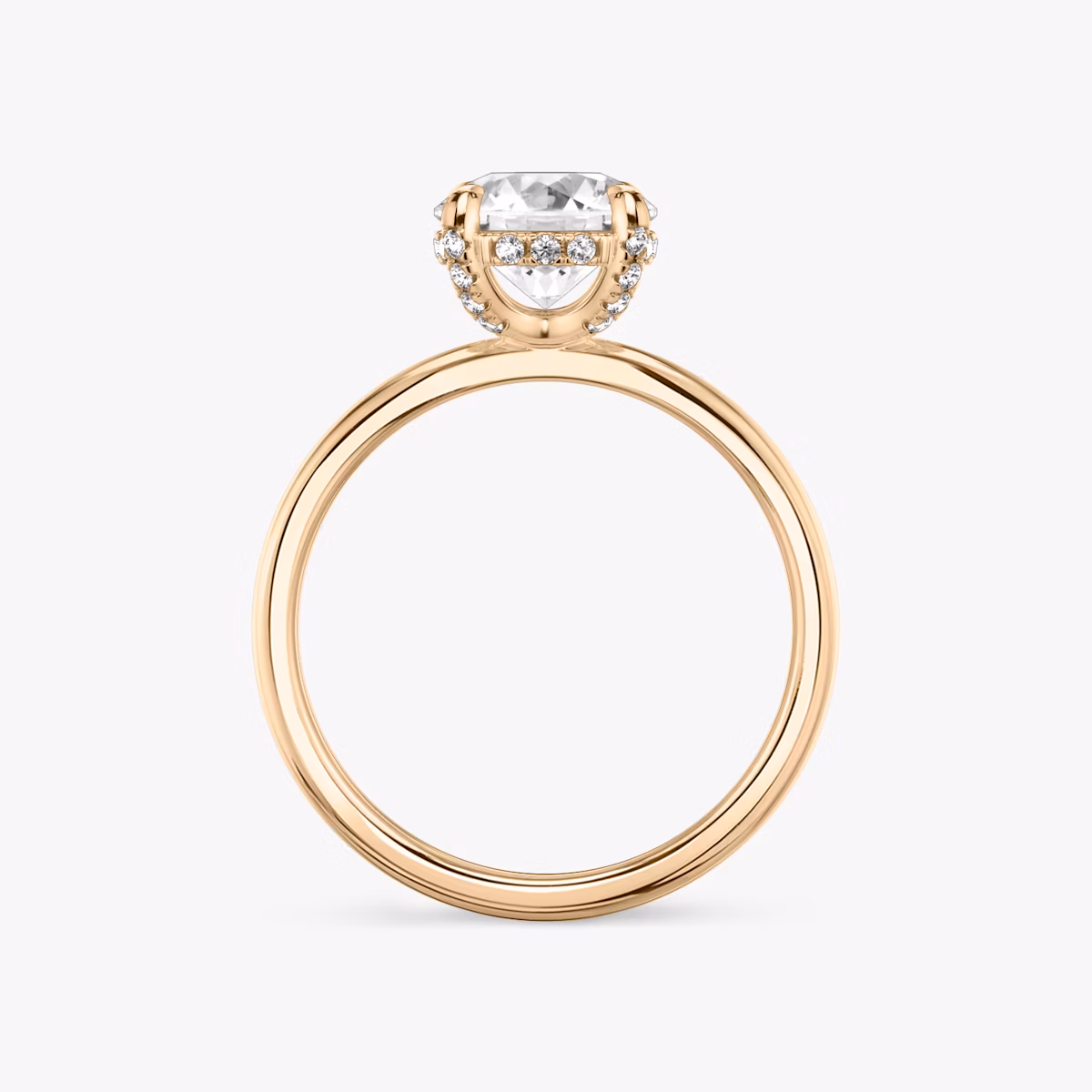 Anillo de compromiso Classic Hidden Halo | Brillante | 14k | Oro rosa | bandAccent: Simple | bandWidth: standard | caratWeight: other | prongStyle: Pavé | diamondOrientation: vertical