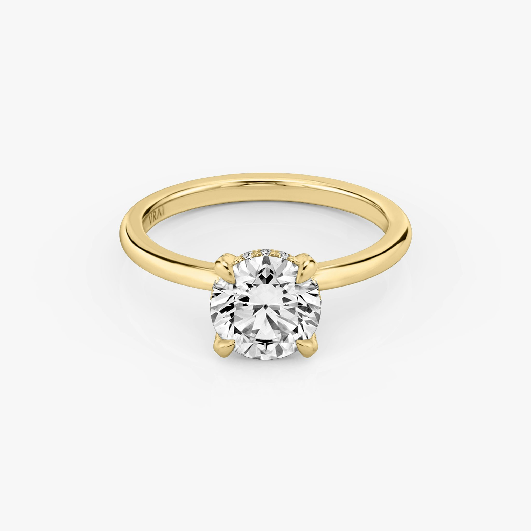 Classic Hidden Halo | Rund | 18k | Gelbgold | bandAccent: Ohne Pavé-Besatz | bandWidth: standard | caratWeight: 1.0ct | prongStyle: Mit Pavé-Besatz | diamondOrientation: vertical