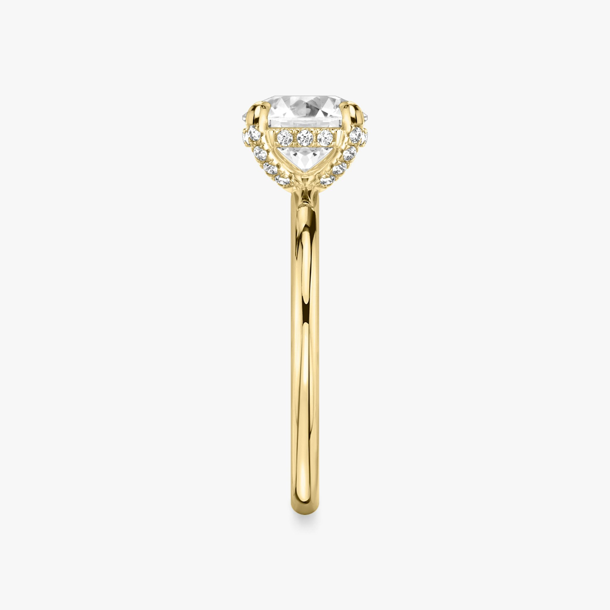 Classic Hidden Halo | Rund | 18k | Gelbgold | bandAccent: Ohne Pavé-Besatz | bandWidth: standard | caratWeight: 1.0ct | prongStyle: Mit Pavé-Besatz | diamondOrientation: vertical
