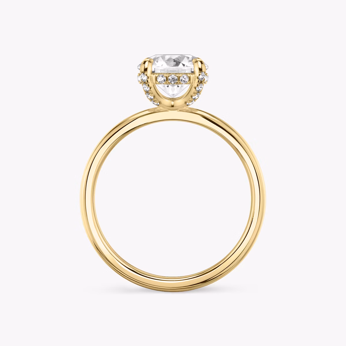 Classic Hidden Halo | Rund | 18k | Gelbgold | bandAccent: Ohne Pavé-Besatz | bandWidth: standard | caratWeight: 2.0ct | prongStyle: Mit Pavé-Besatz | diamondOrientation: vertical