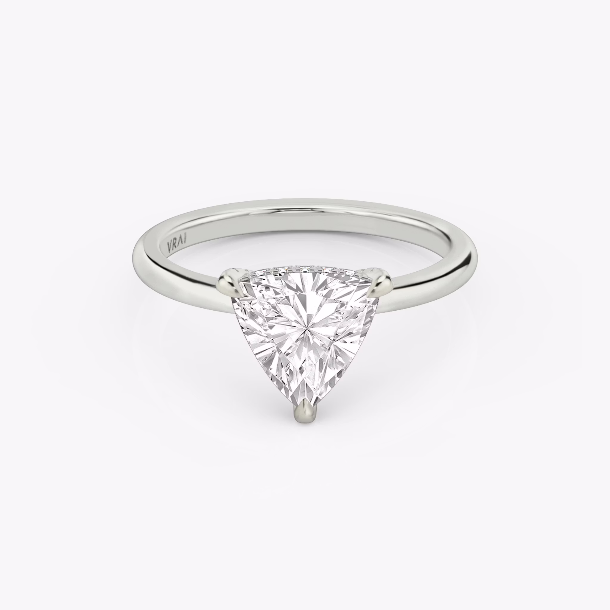 The Classic Hidden Halo | Trillion | 18k | White Gold | bandAccent: Plain | bandWidth: standard | prongStyle: Pavé | diamondOrientation: vertical | caratWeight: other