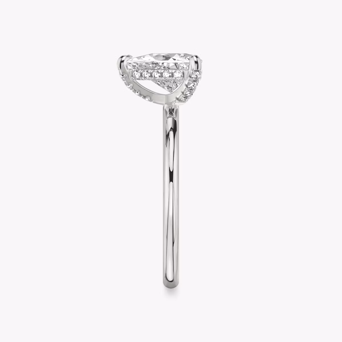 The Classic Hidden Halo | Trillion | 18k | White Gold | bandAccent: Plain | bandWidth: standard | prongStyle: Pavé | diamondOrientation: vertical | caratWeight: other
