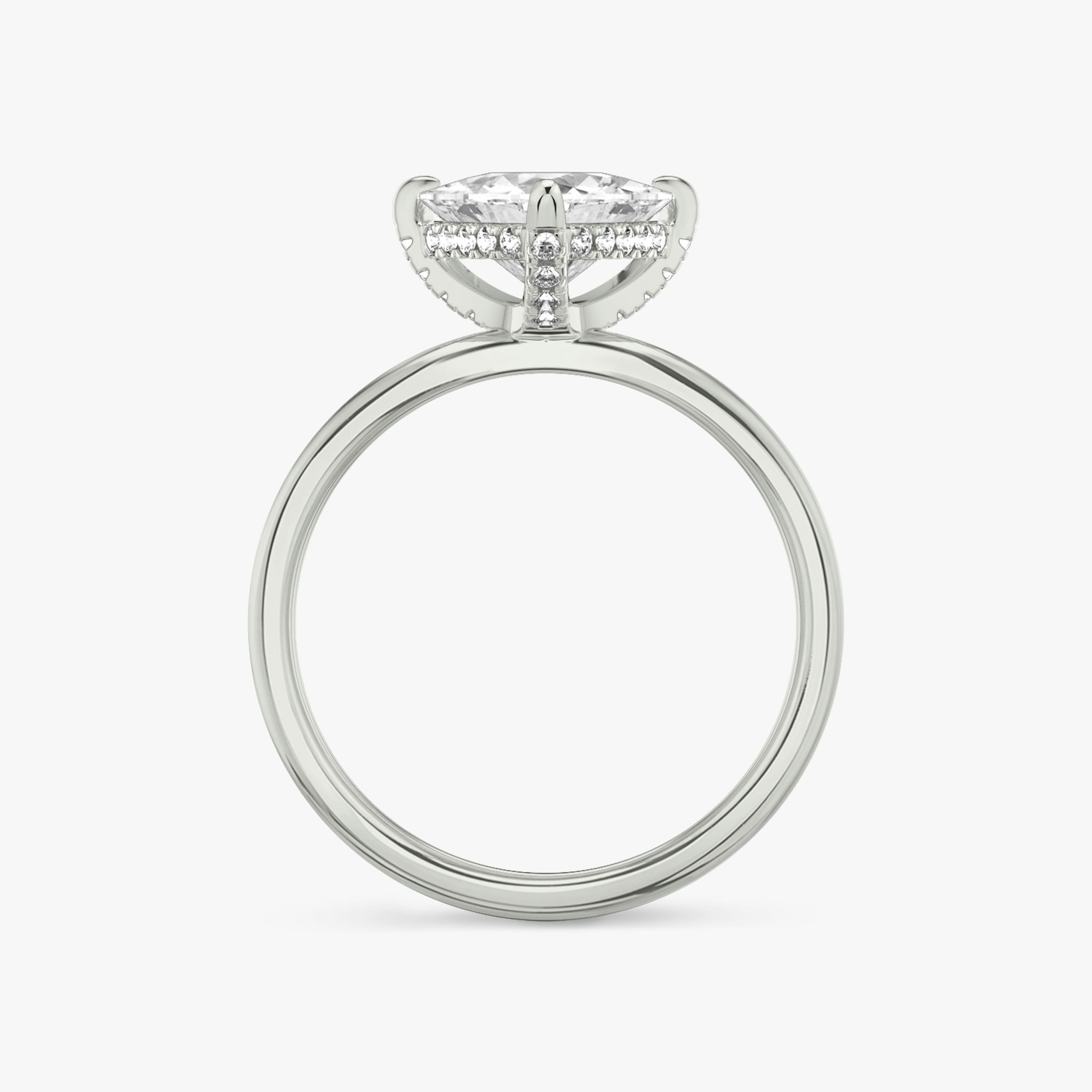 The Classic Hidden Halo | Trillion | 18k | White Gold | bandAccent: Plain | bandWidth: standard | prongStyle: Pavé | diamondOrientation: vertical | caratWeight: other