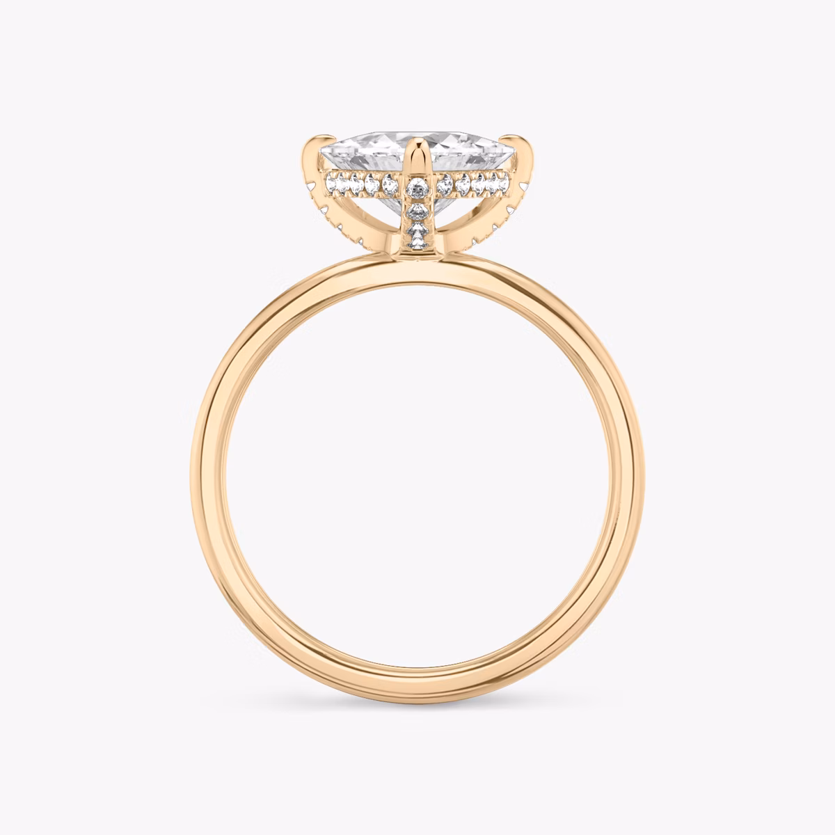 The Classic Hidden Halo | Trillion | 14k | Rose Gold | bandAccent: Plain | bandWidth: standard | prongStyle: Pavé | diamondOrientation: vertical | caratWeight: other