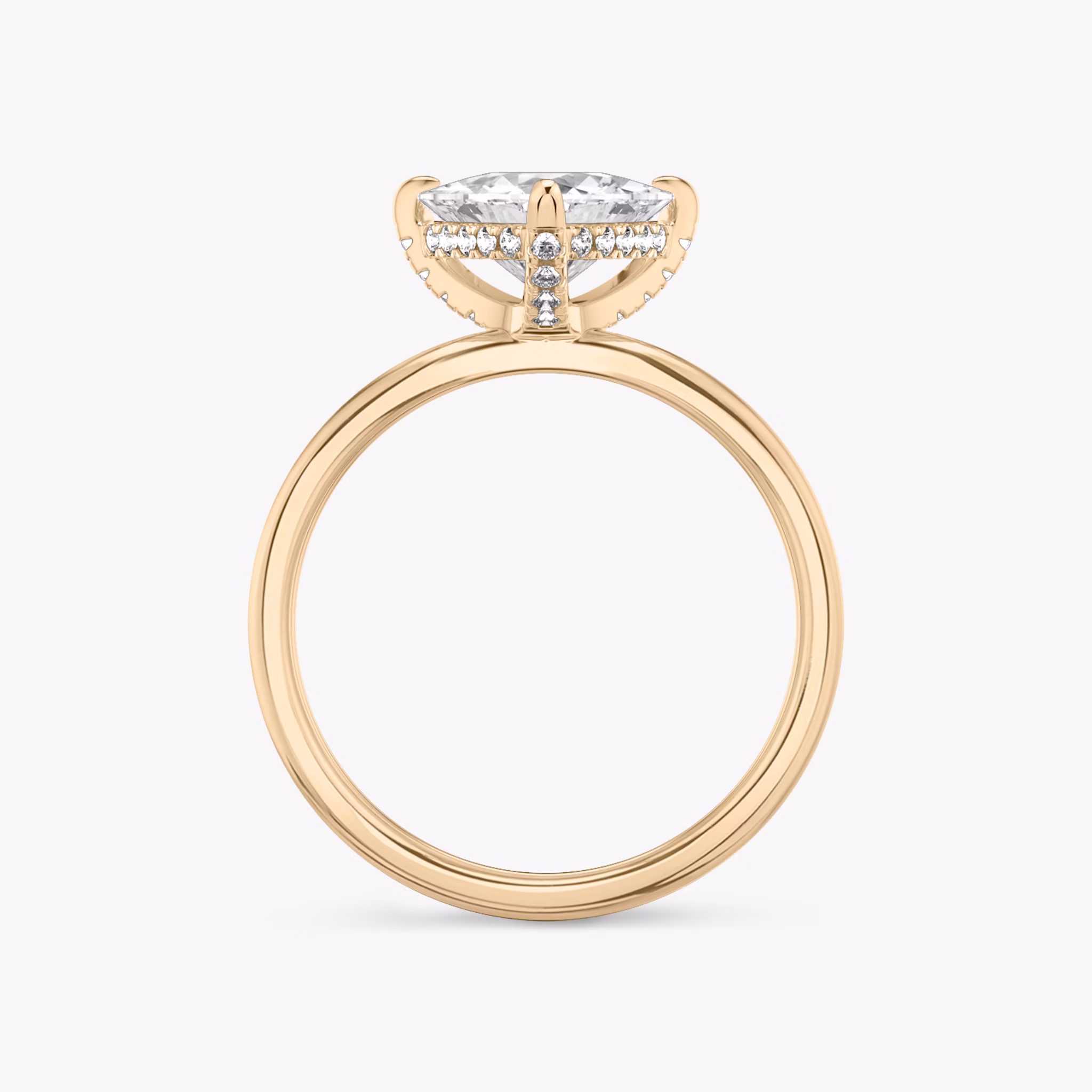 The Classic Hidden Halo | Trillion | 14k | Rose Gold | bandAccent: Plain | bandWidth: standard | prongStyle: Pavé | diamondOrientation: vertical | caratWeight: other